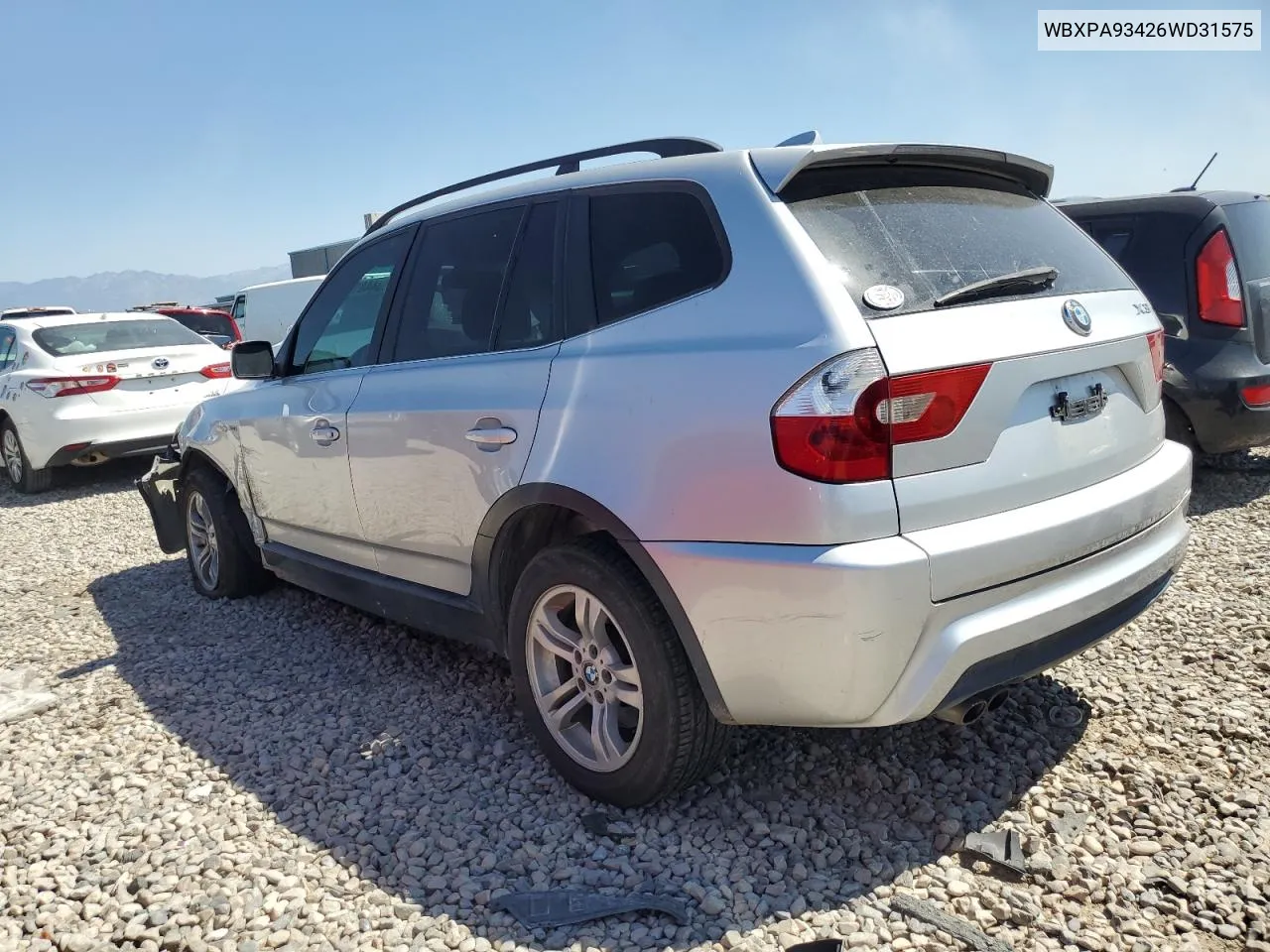 2006 BMW X3 3.0I VIN: WBXPA93426WD31575 Lot: 69044814