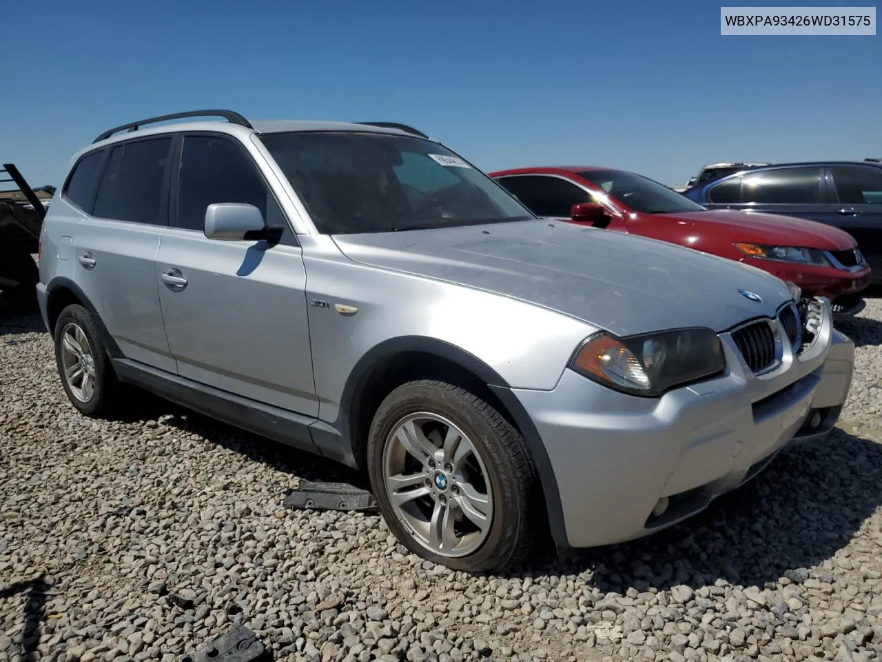 2006 BMW X3 3.0I VIN: WBXPA93426WD31575 Lot: 69044814