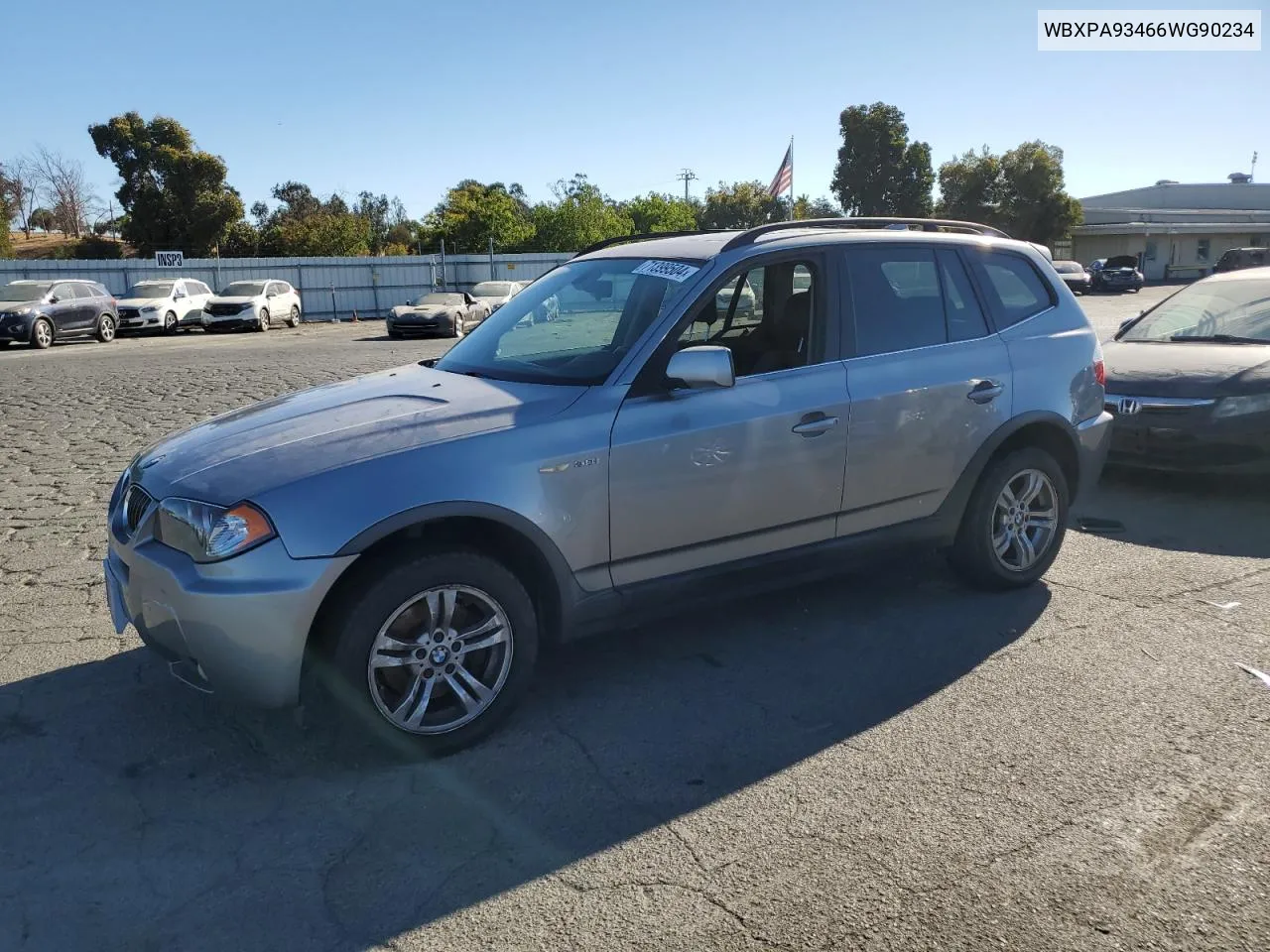 2006 BMW X3 3.0I VIN: WBXPA93466WG90234 Lot: 71399504