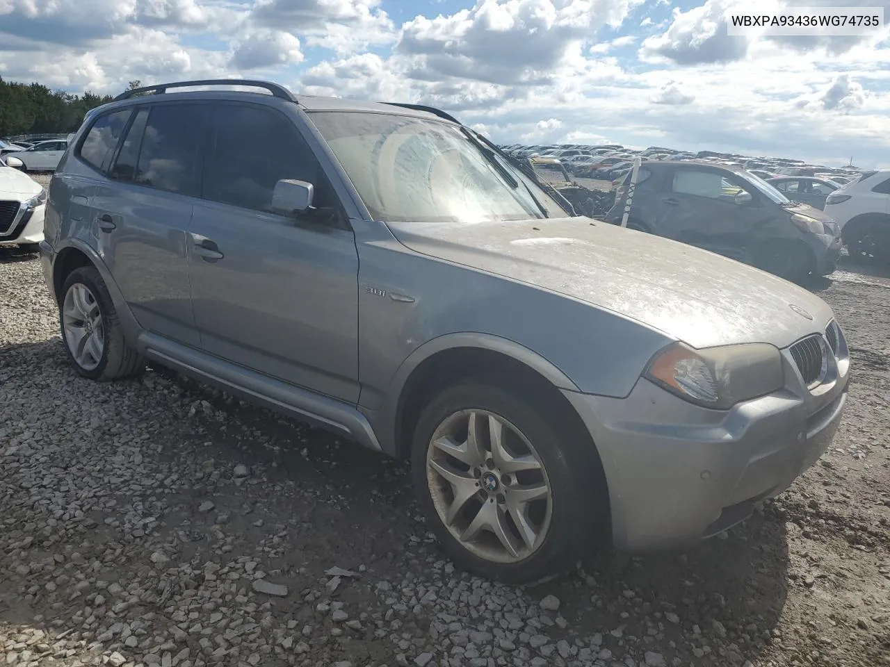 2006 BMW X3 3.0I VIN: WBXPA93436WG74735 Lot: 71831794