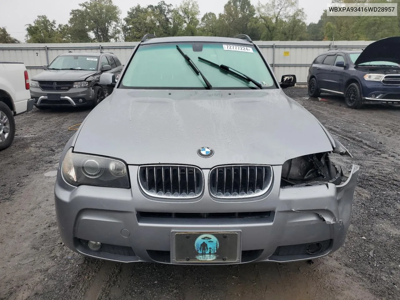 2006 BMW X3 3.0I VIN: WBXPA93416WD28957 Lot: 72777224