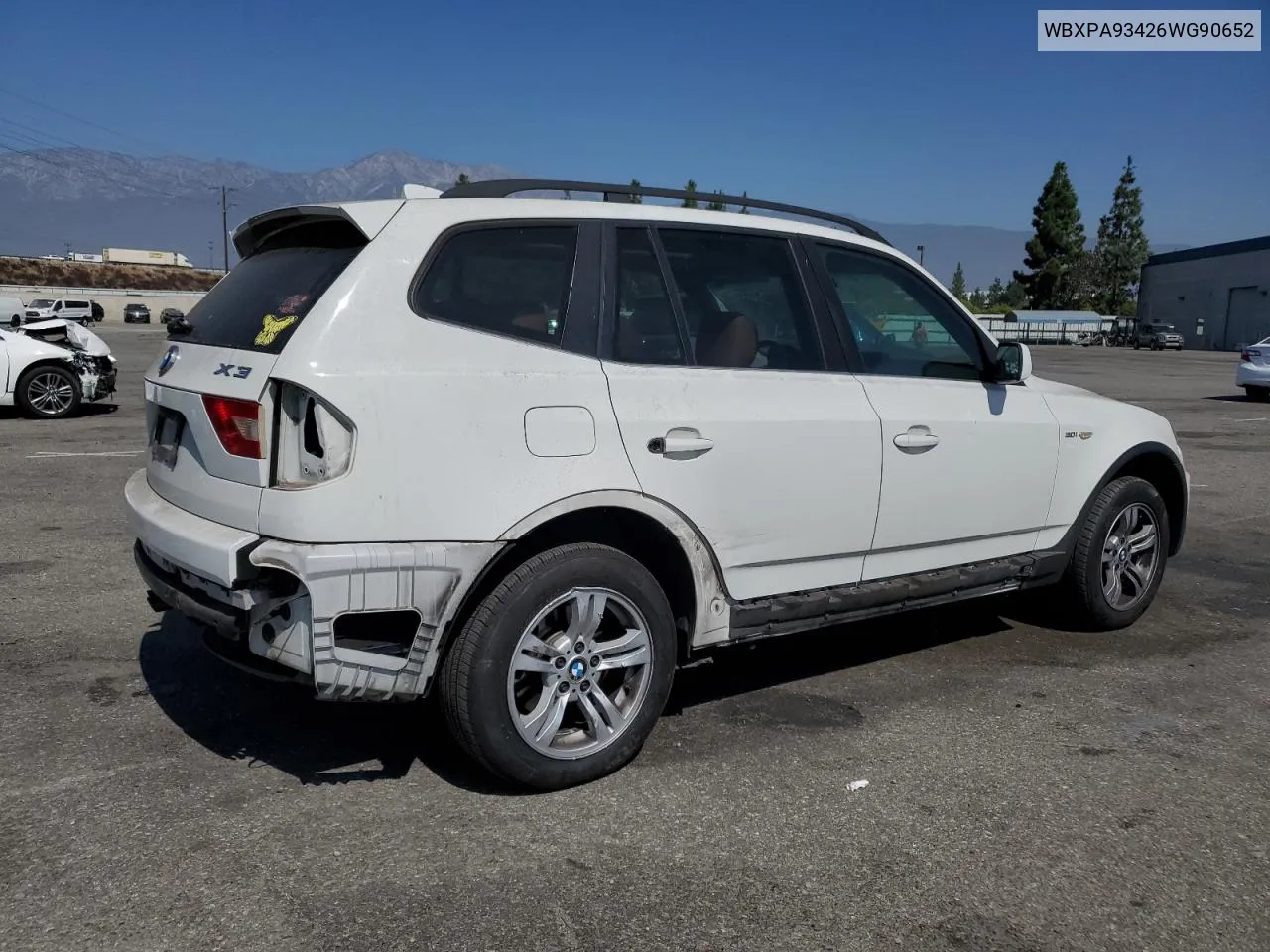 2006 BMW X3 3.0I VIN: WBXPA93426WG90652 Lot: 73050234