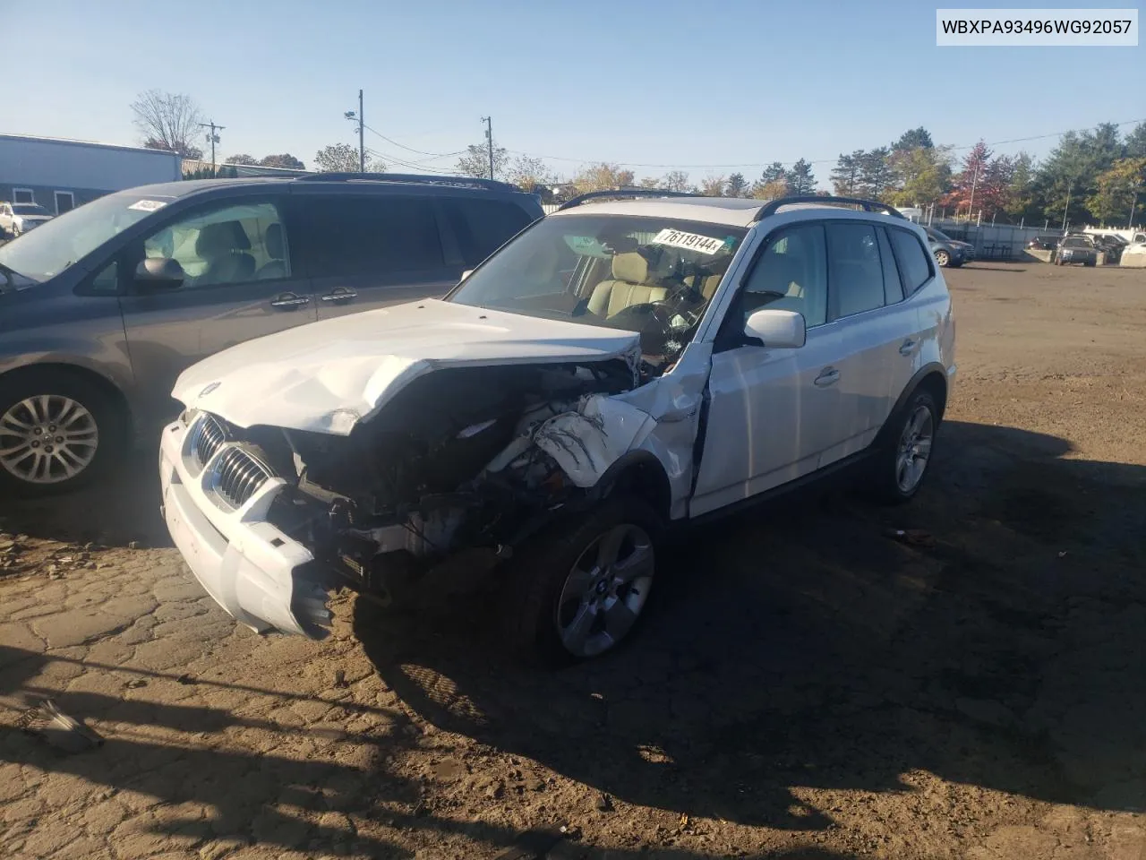 2006 BMW X3 3.0I VIN: WBXPA93496WG92057 Lot: 76119144