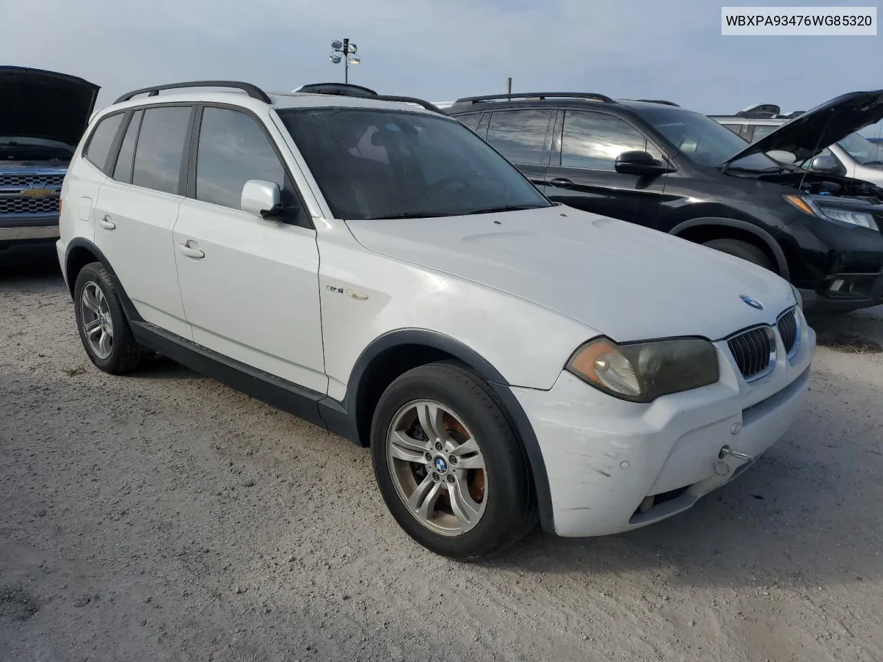 2006 BMW X3 3.0I VIN: WBXPA93476WG85320 Lot: 76413994