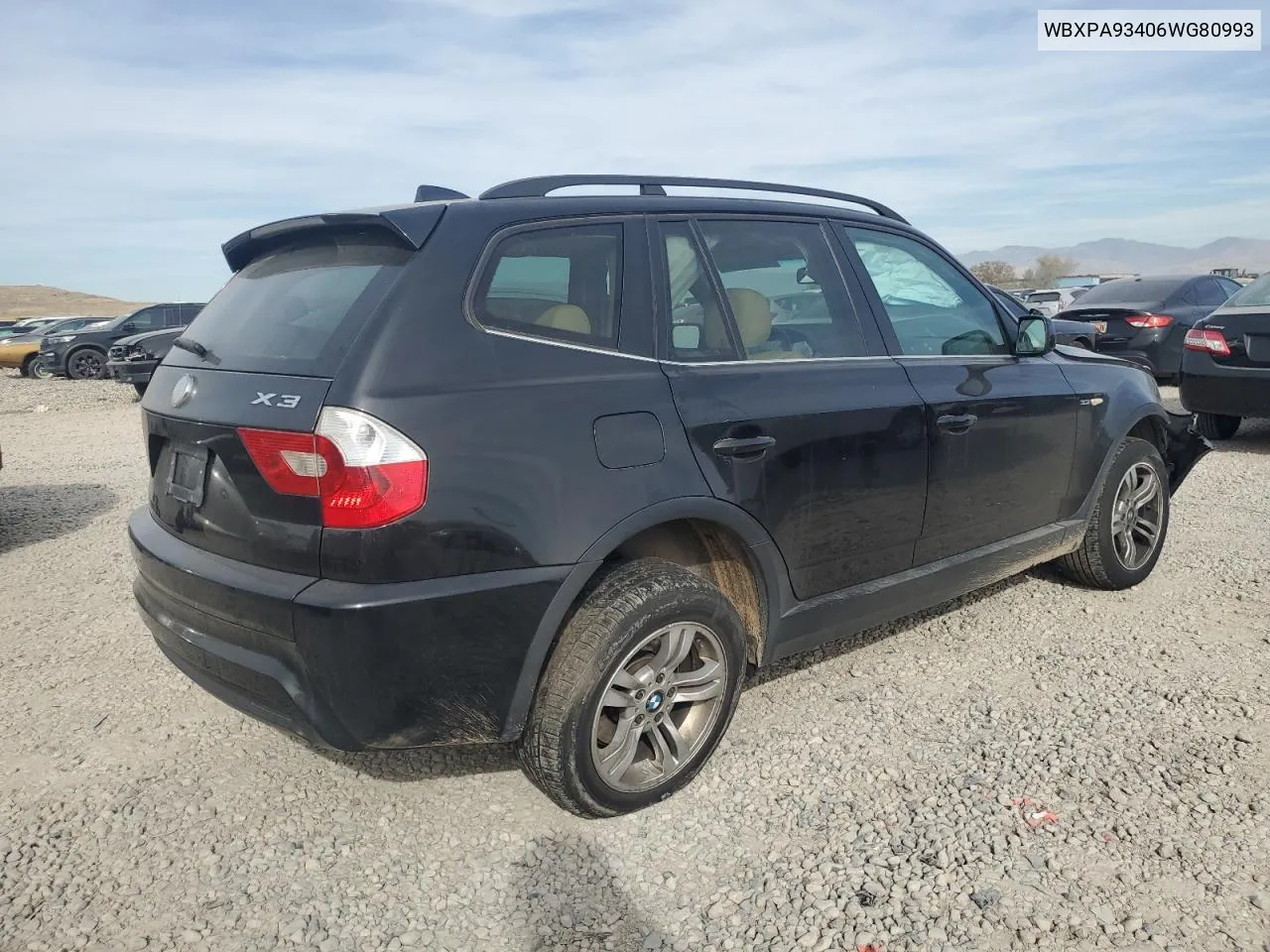 2006 BMW X3 3.0I VIN: WBXPA93406WG80993 Lot: 77454534