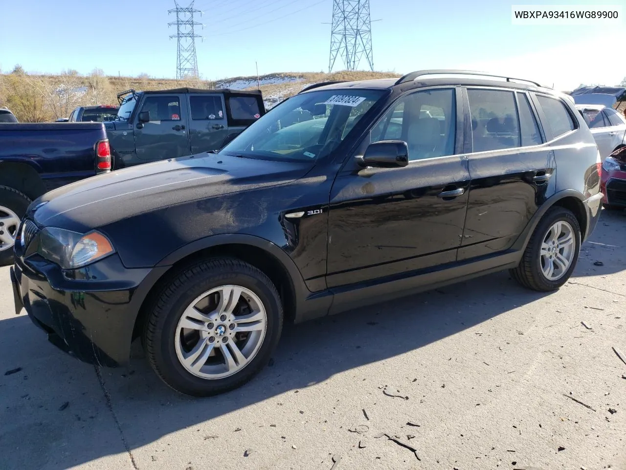 2006 BMW X3 3.0I VIN: WBXPA93416WG89900 Lot: 81097824