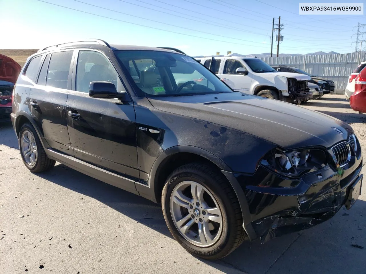 2006 BMW X3 3.0I VIN: WBXPA93416WG89900 Lot: 81097824