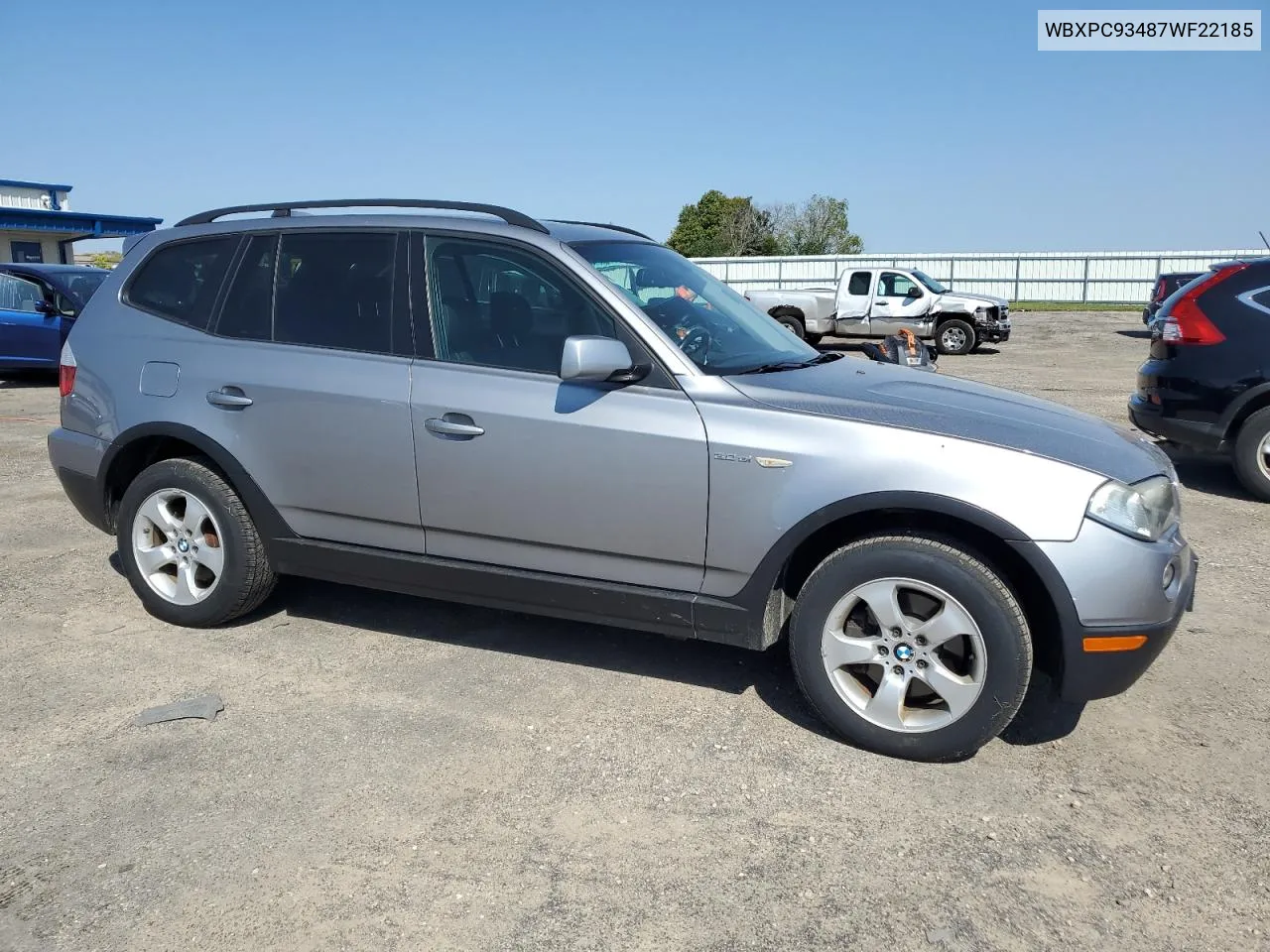 2007 BMW X3 3.0Si VIN: WBXPC93487WF22185 Lot: 66689684