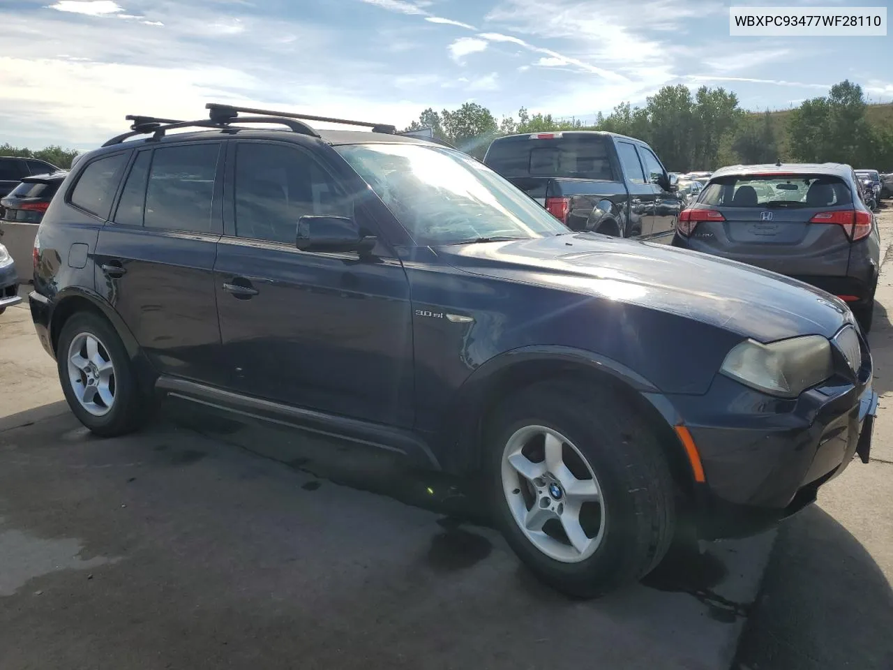 2007 BMW X3 3.0Si VIN: WBXPC93477WF28110 Lot: 68717694