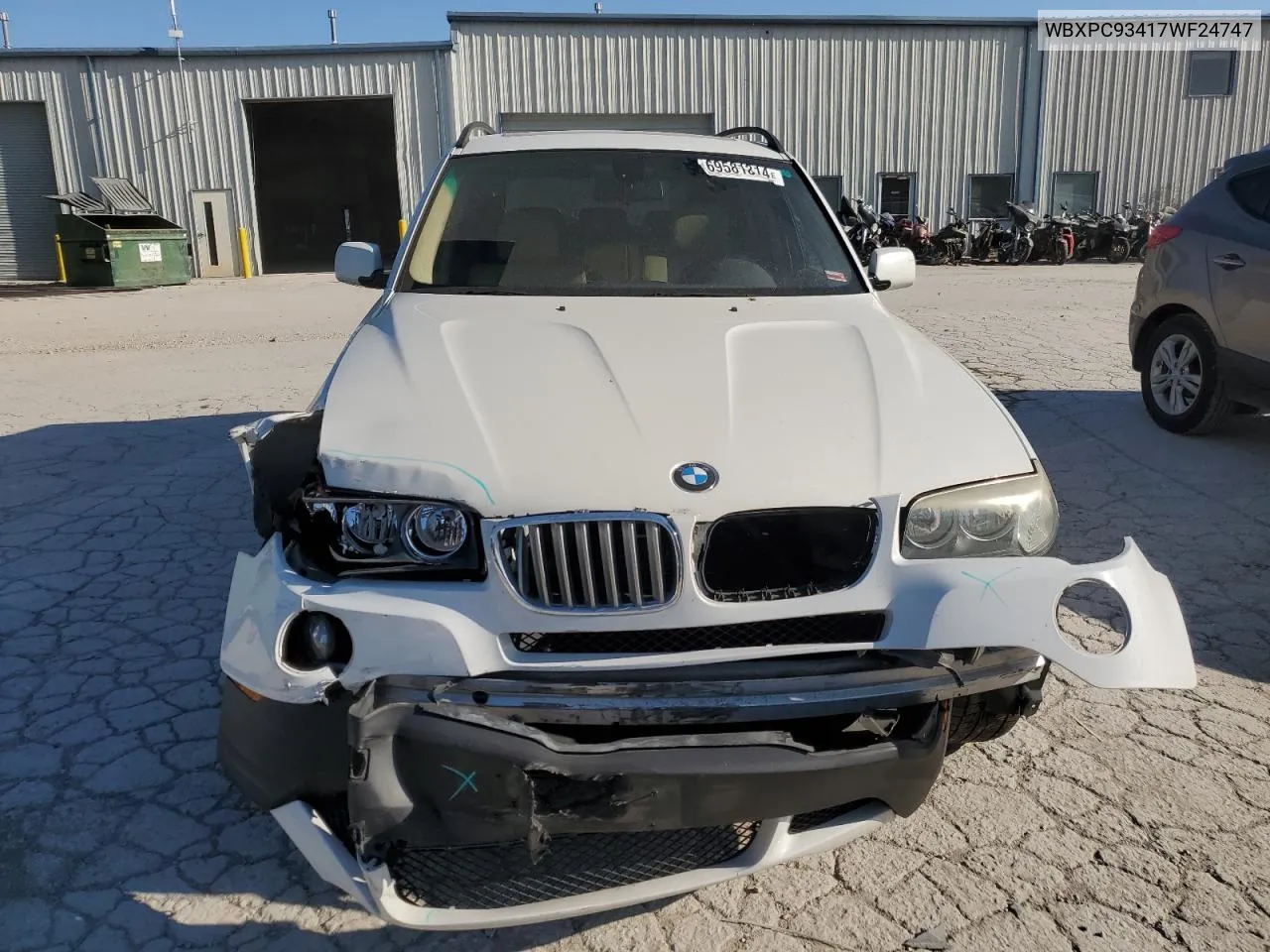 2007 BMW X3 3.0Si VIN: WBXPC93417WF24747 Lot: 69581314