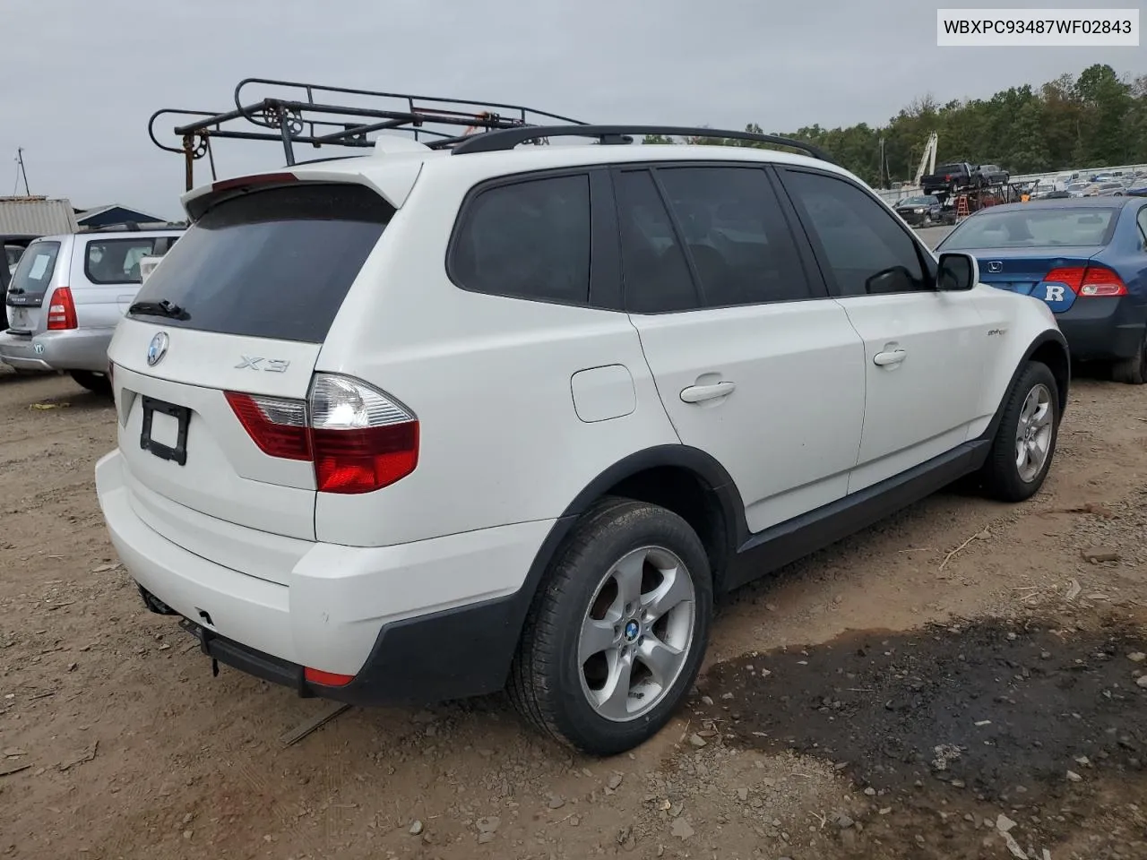 2007 BMW X3 3.0Si VIN: WBXPC93487WF02843 Lot: 72015464