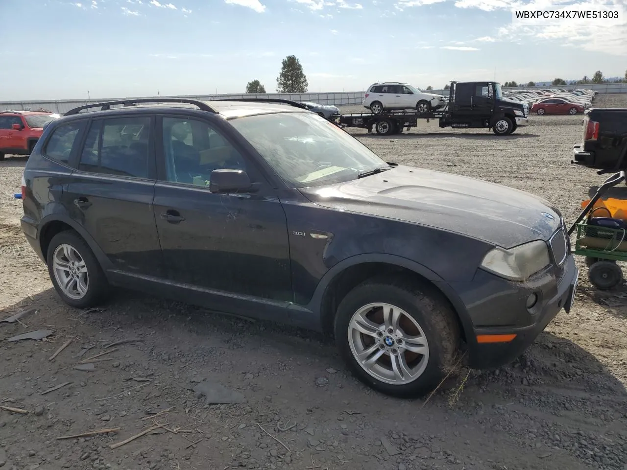 2007 BMW X3 3.0I VIN: WBXPC734X7WE51303 Lot: 73344474