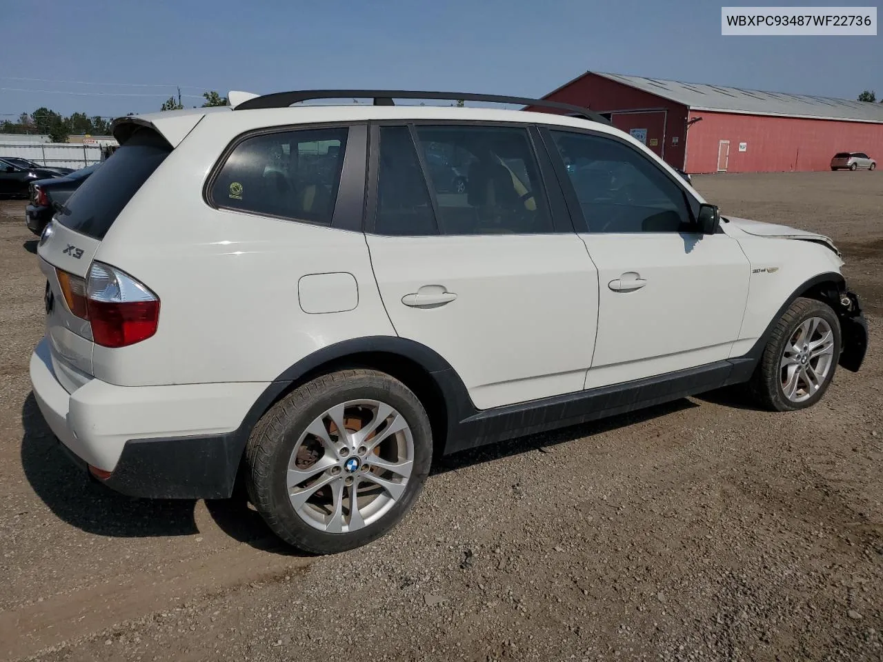 2007 BMW X3 3.0Si VIN: WBXPC93487WF22736 Lot: 74390654