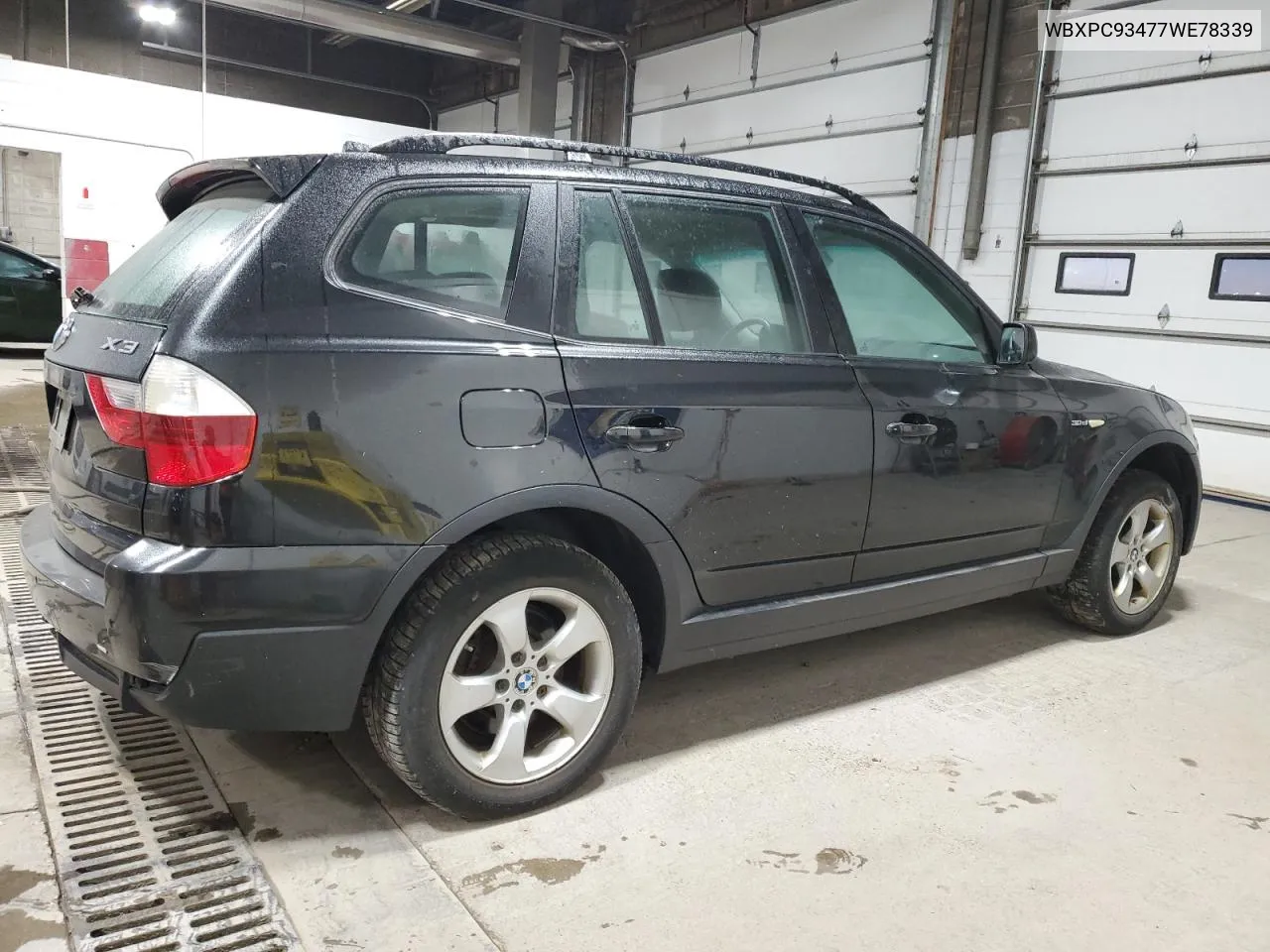 2007 BMW X3 3.0Si VIN: WBXPC93477WE78339 Lot: 74530864