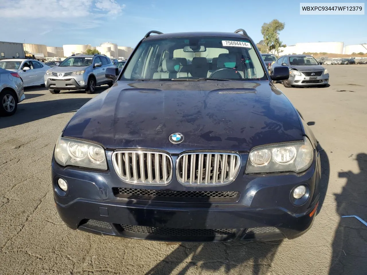 2007 BMW X3 3.0Si VIN: WBXPC93447WF12379 Lot: 75694414