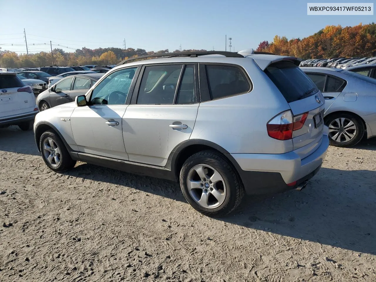 2007 BMW X3 3.0Si VIN: WBXPC93417WF05213 Lot: 76630184