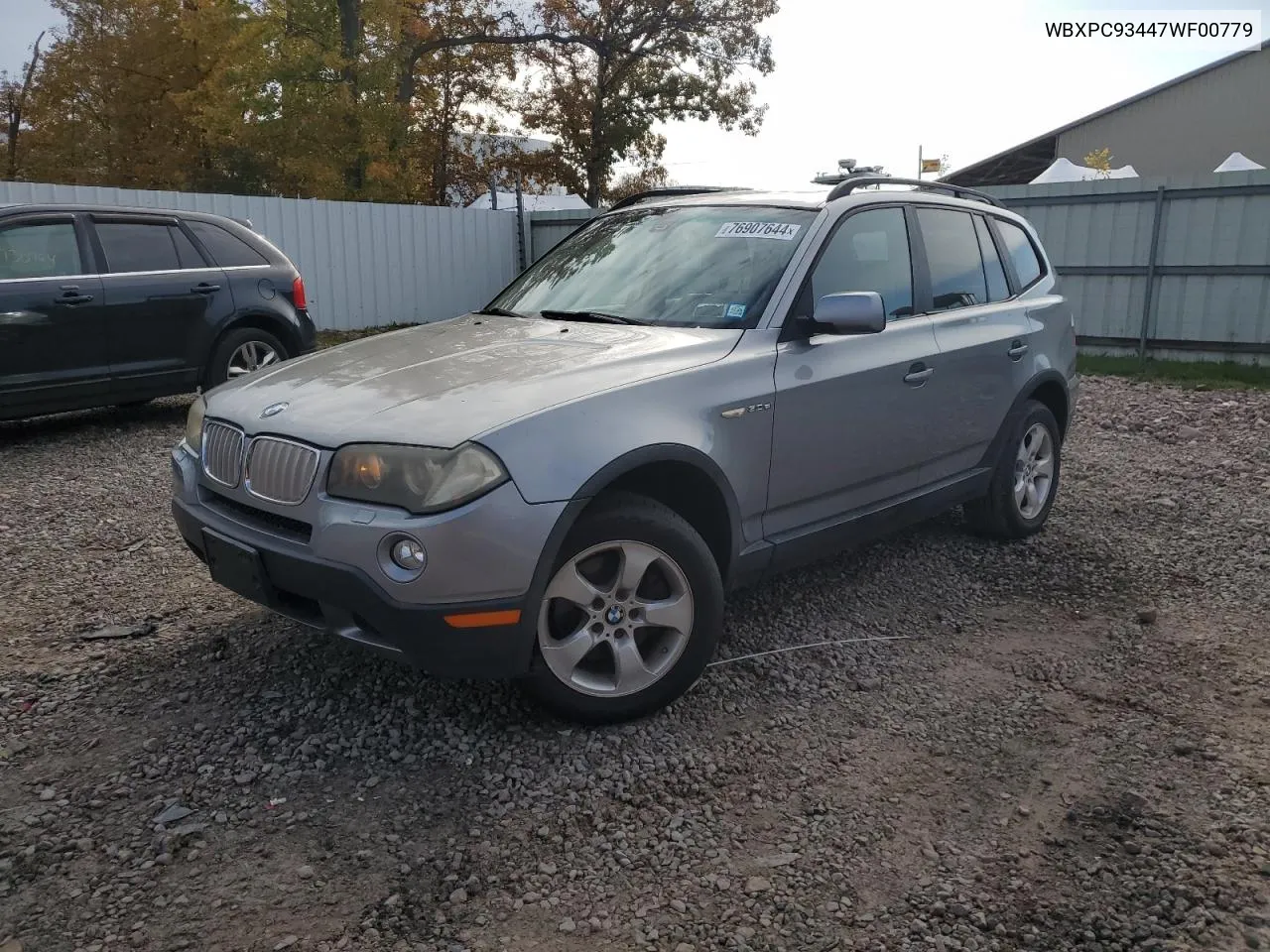 2007 BMW X3 3.0Si VIN: WBXPC93447WF00779 Lot: 76907644