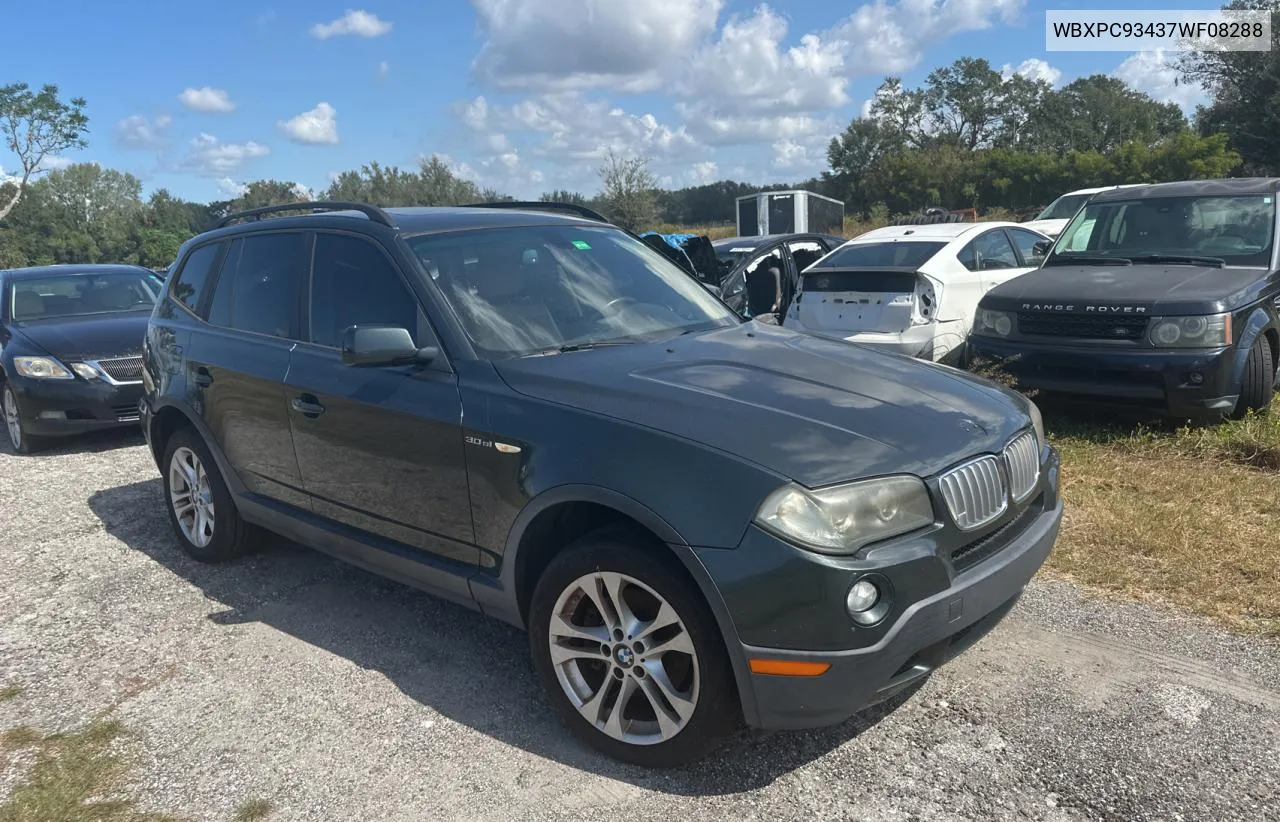 2007 BMW X3 3.0Si VIN: WBXPC93437WF08288 Lot: 77881224