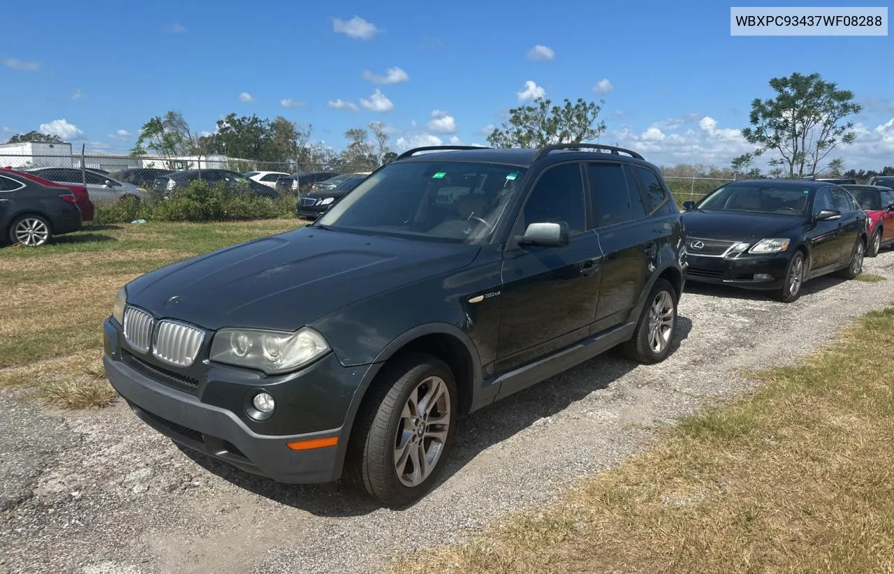 2007 BMW X3 3.0Si VIN: WBXPC93437WF08288 Lot: 77881224