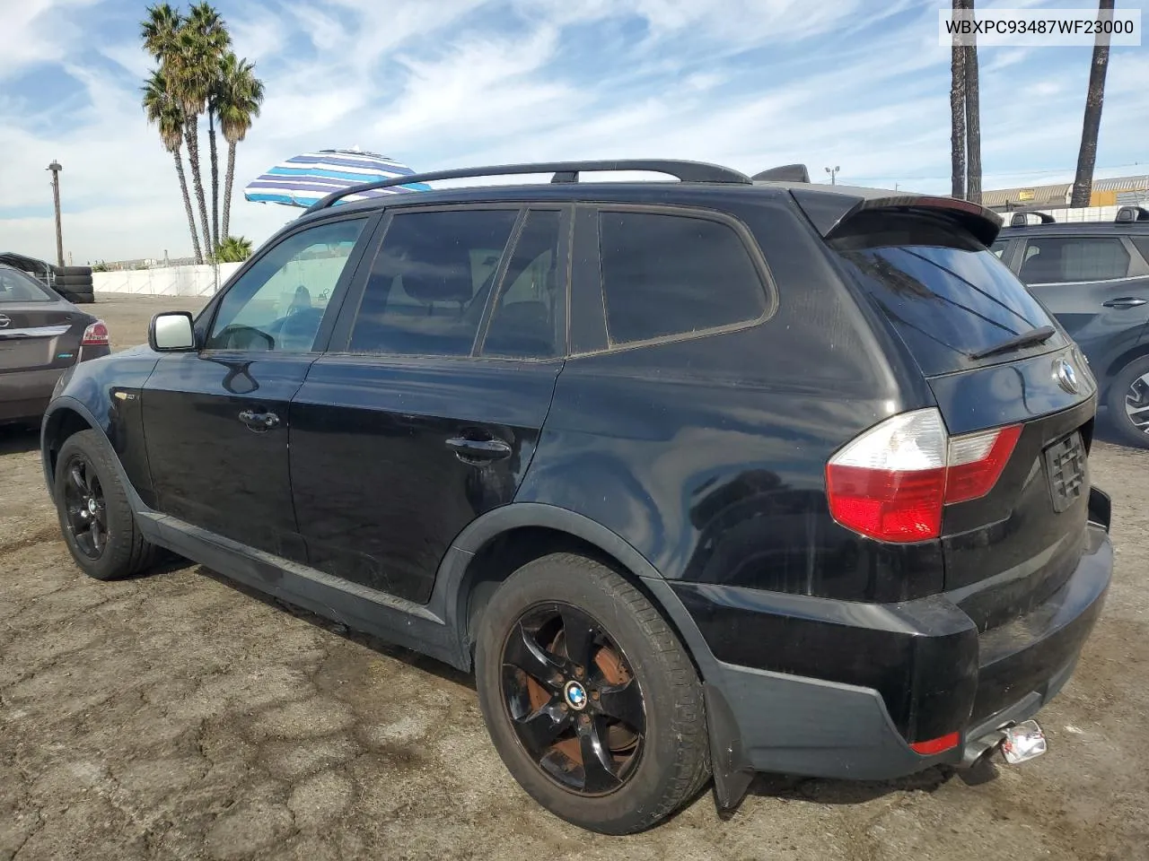 2007 BMW X3 3.0Si VIN: WBXPC93487WF23000 Lot: 78370924