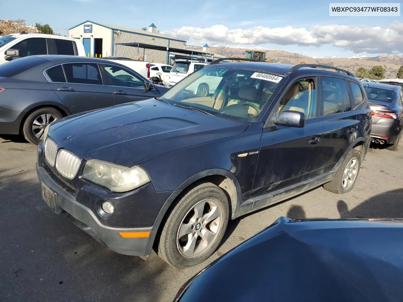 2007 BMW X3 3.0Si VIN: WBXPC93477WF08343 Lot: 80480664