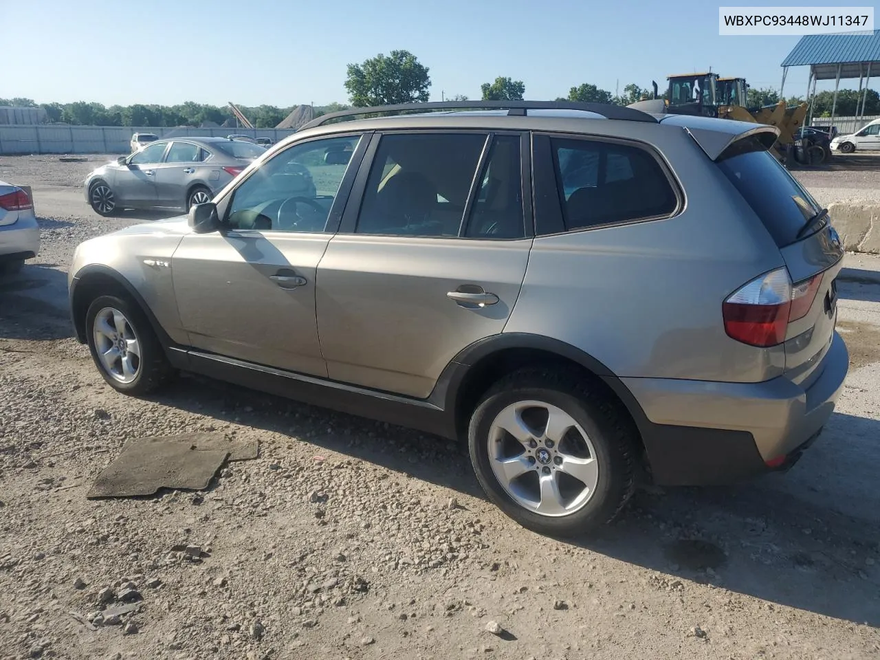 2008 BMW X3 3.0Si VIN: WBXPC93448WJ11347 Lot: 62275954