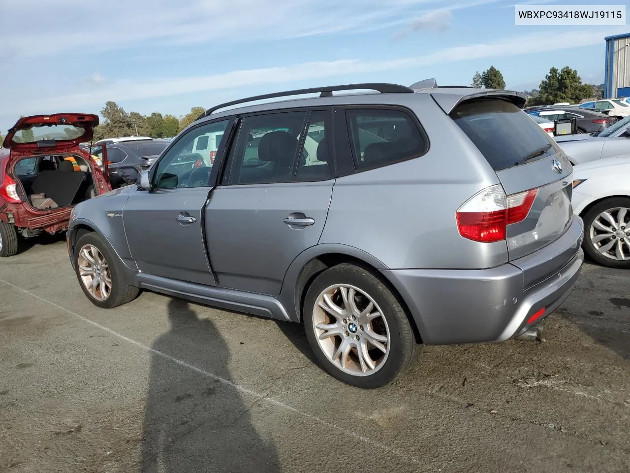 2008 BMW X3 3.0Si VIN: WBXPC93418WJ19115 Lot: 71202224