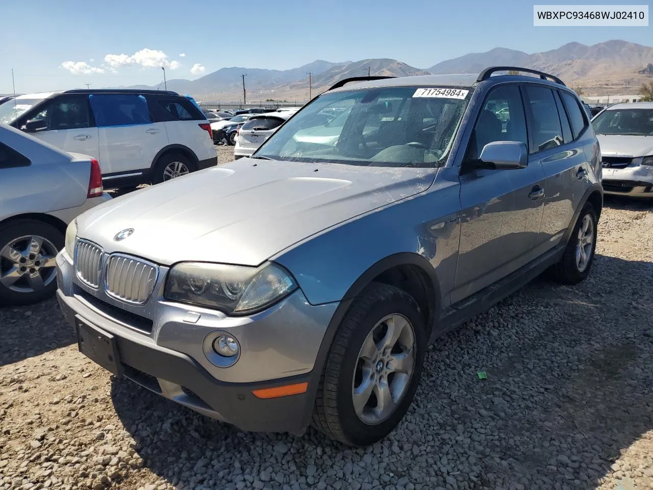 2008 BMW X3 3.0Si VIN: WBXPC93468WJ02410 Lot: 71754984