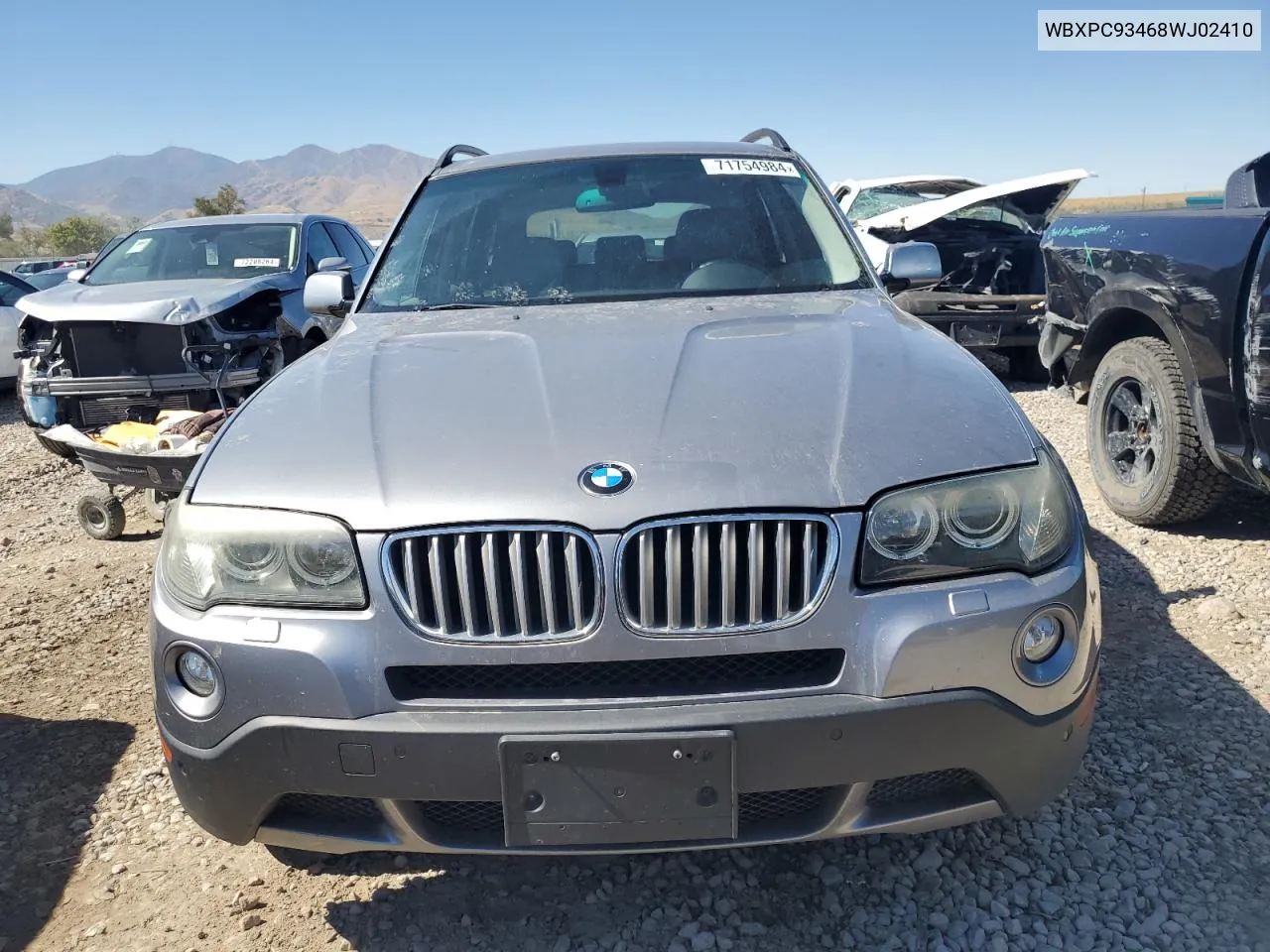 2008 BMW X3 3.0Si VIN: WBXPC93468WJ02410 Lot: 71754984