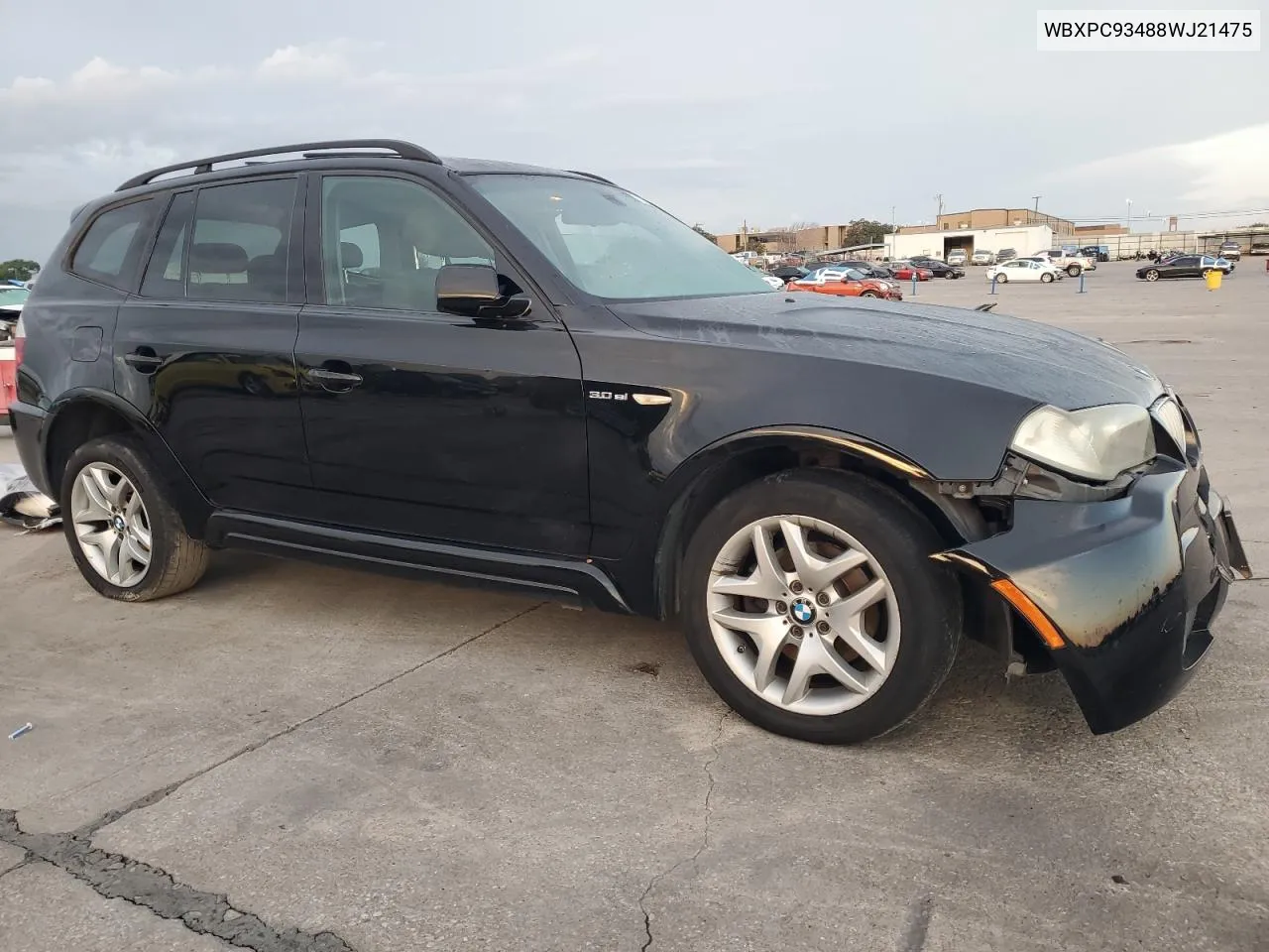 2008 BMW X3 3.0Si VIN: WBXPC93488WJ21475 Lot: 72853174