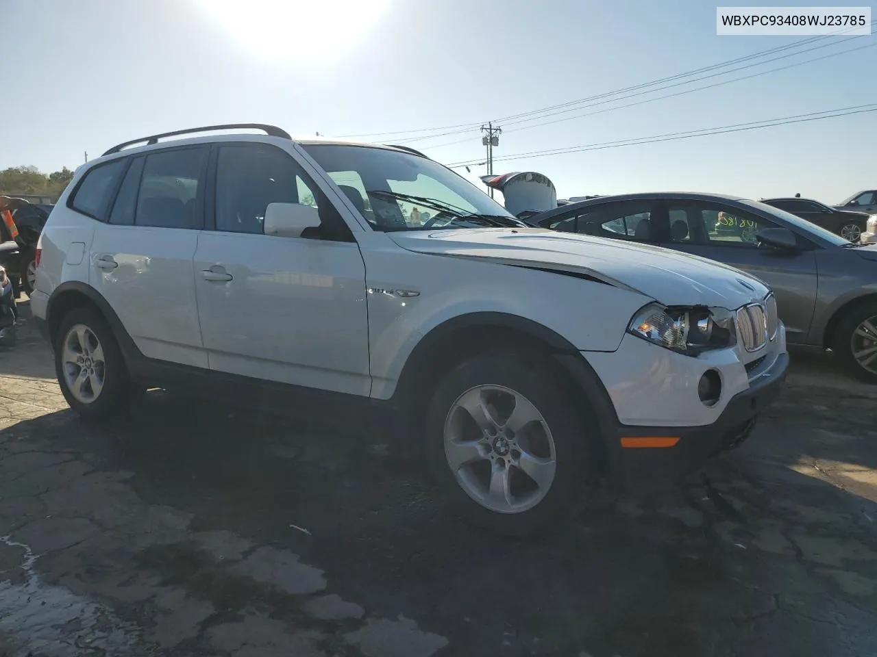 2008 BMW X3 3.0Si VIN: WBXPC93408WJ23785 Lot: 74781224