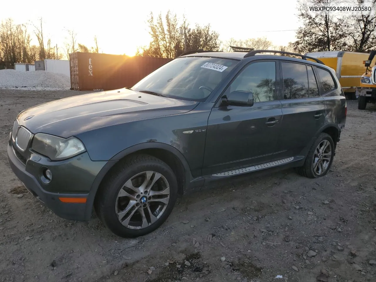 2008 BMW X3 3.0Si VIN: WBXPC93408WJ20580 Lot: 80724324