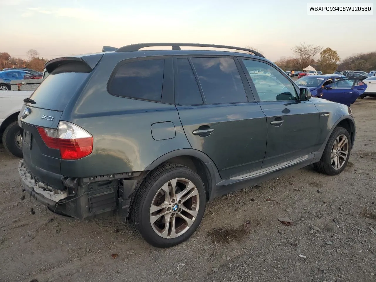 2008 BMW X3 3.0Si VIN: WBXPC93408WJ20580 Lot: 80724324