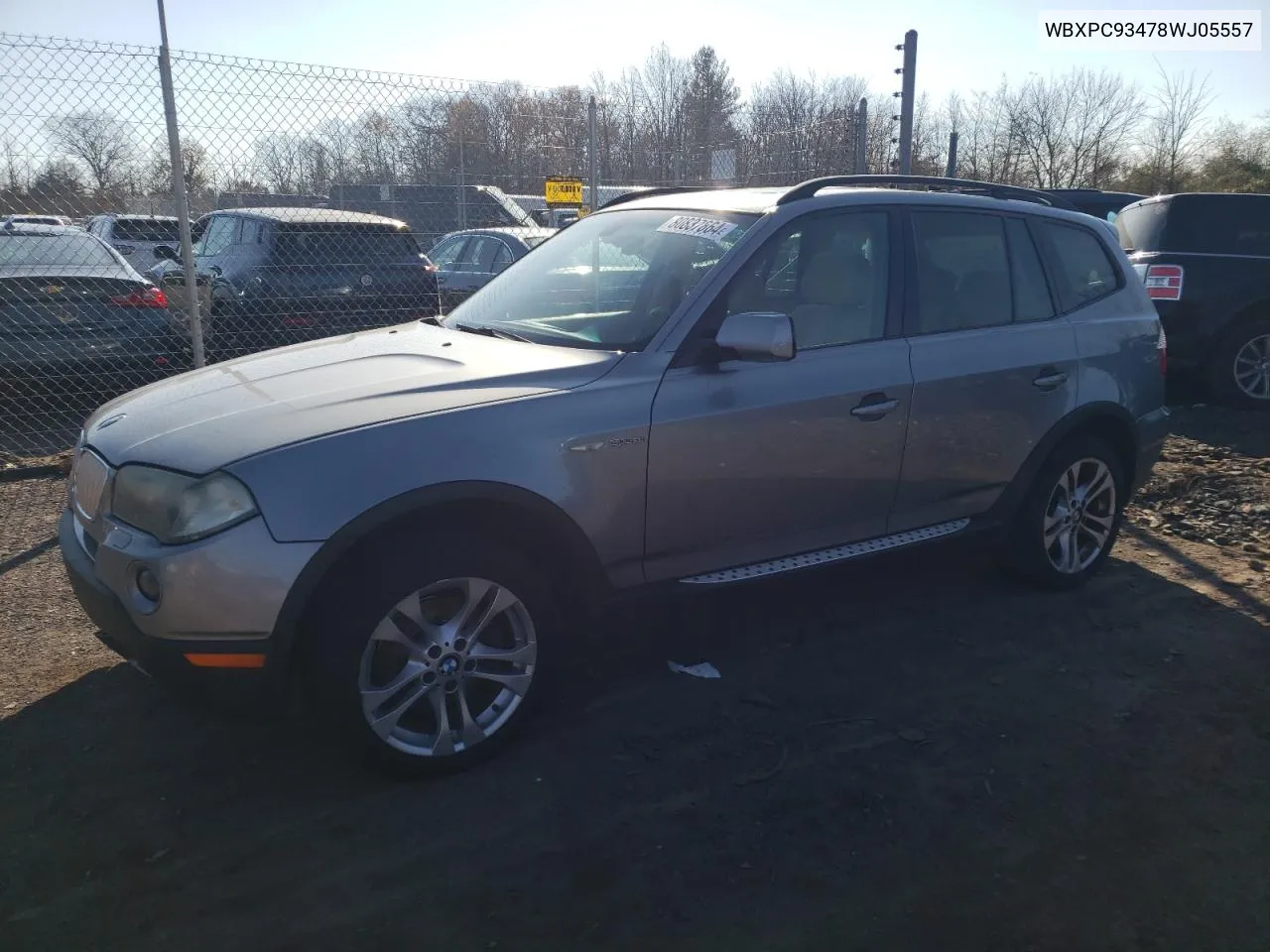 2008 BMW X3 3.0Si VIN: WBXPC93478WJ05557 Lot: 80837864