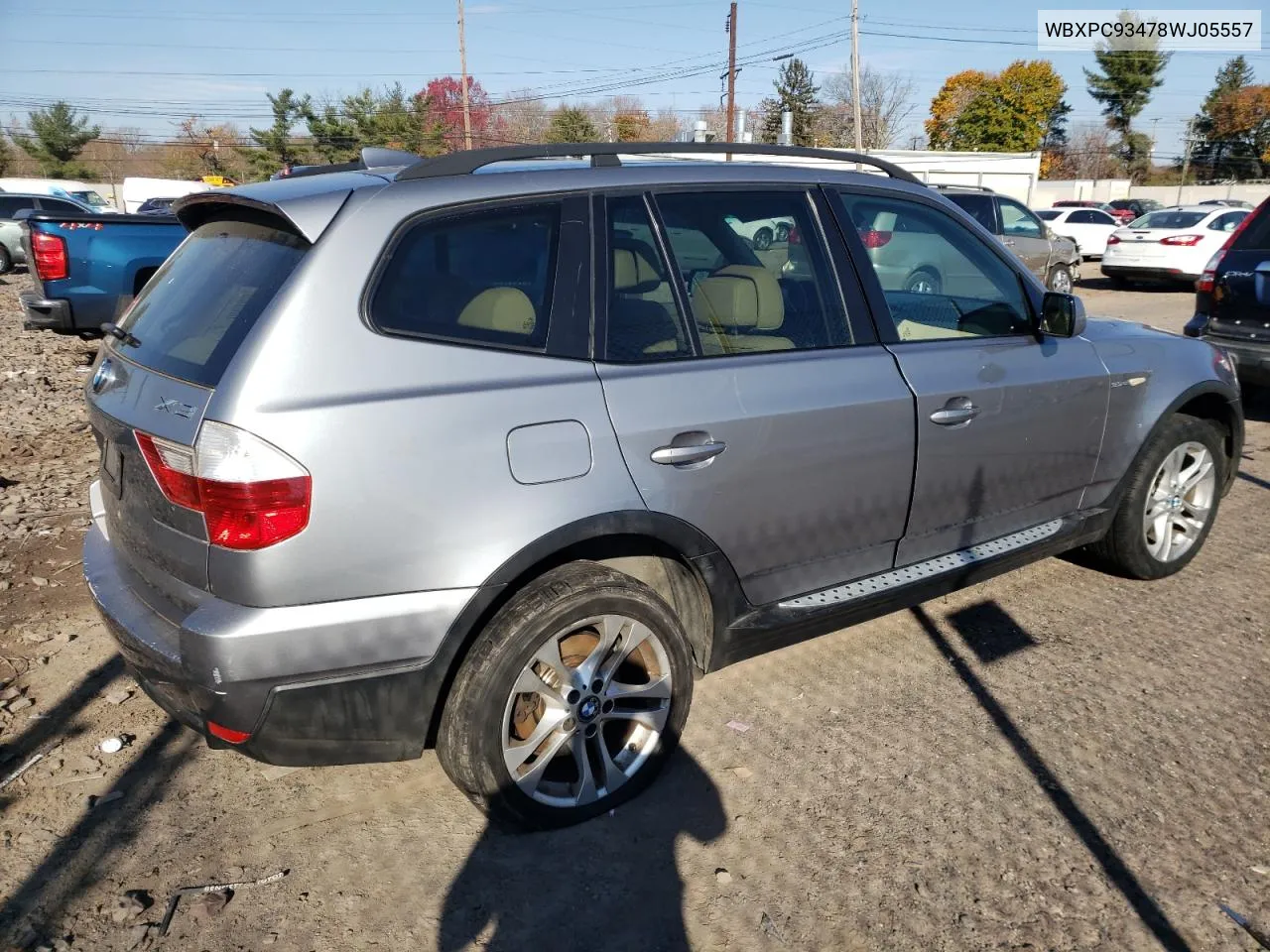 2008 BMW X3 3.0Si VIN: WBXPC93478WJ05557 Lot: 80837864