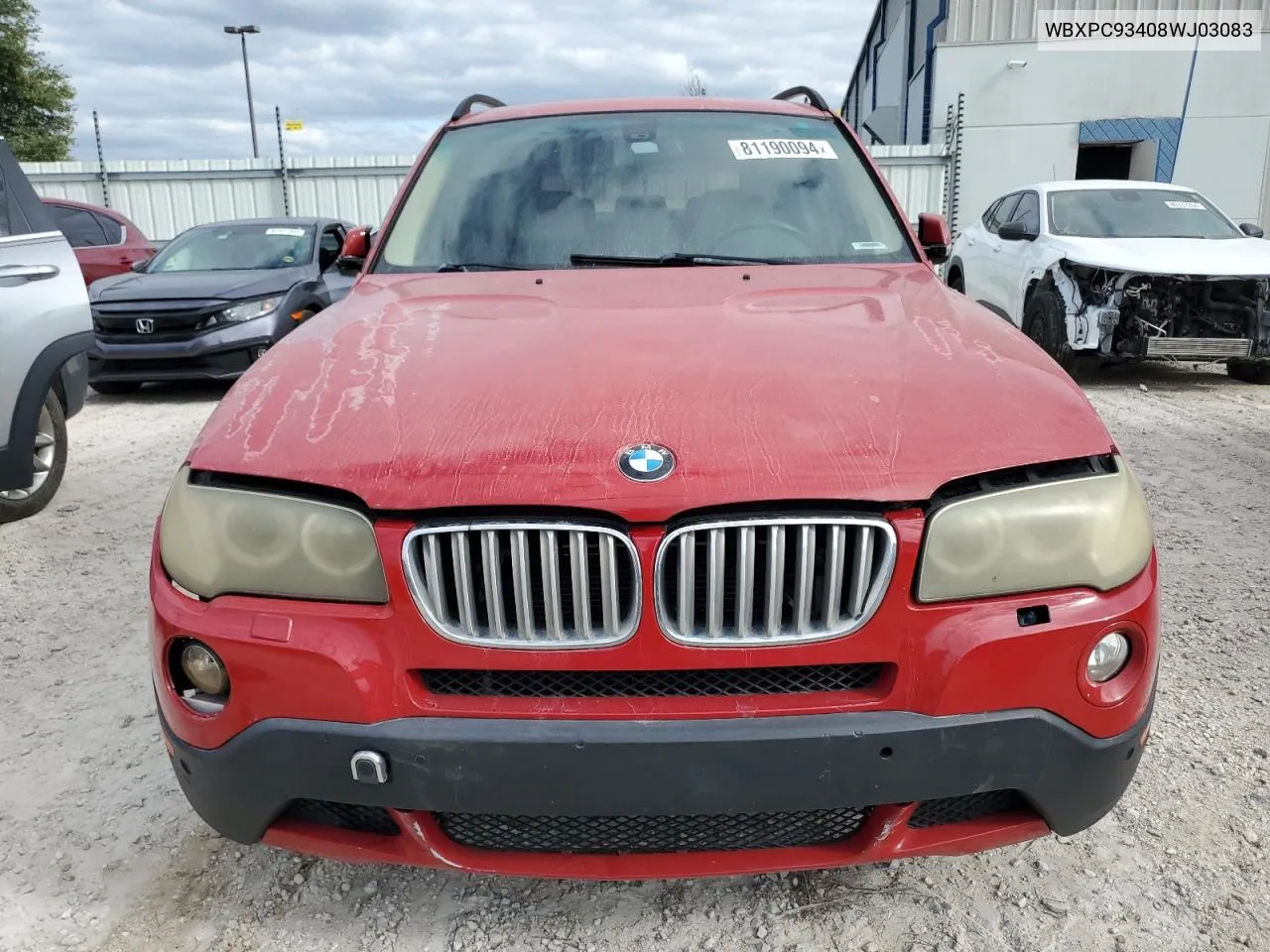 2008 BMW X3 3.0Si VIN: WBXPC93408WJ03083 Lot: 81190094