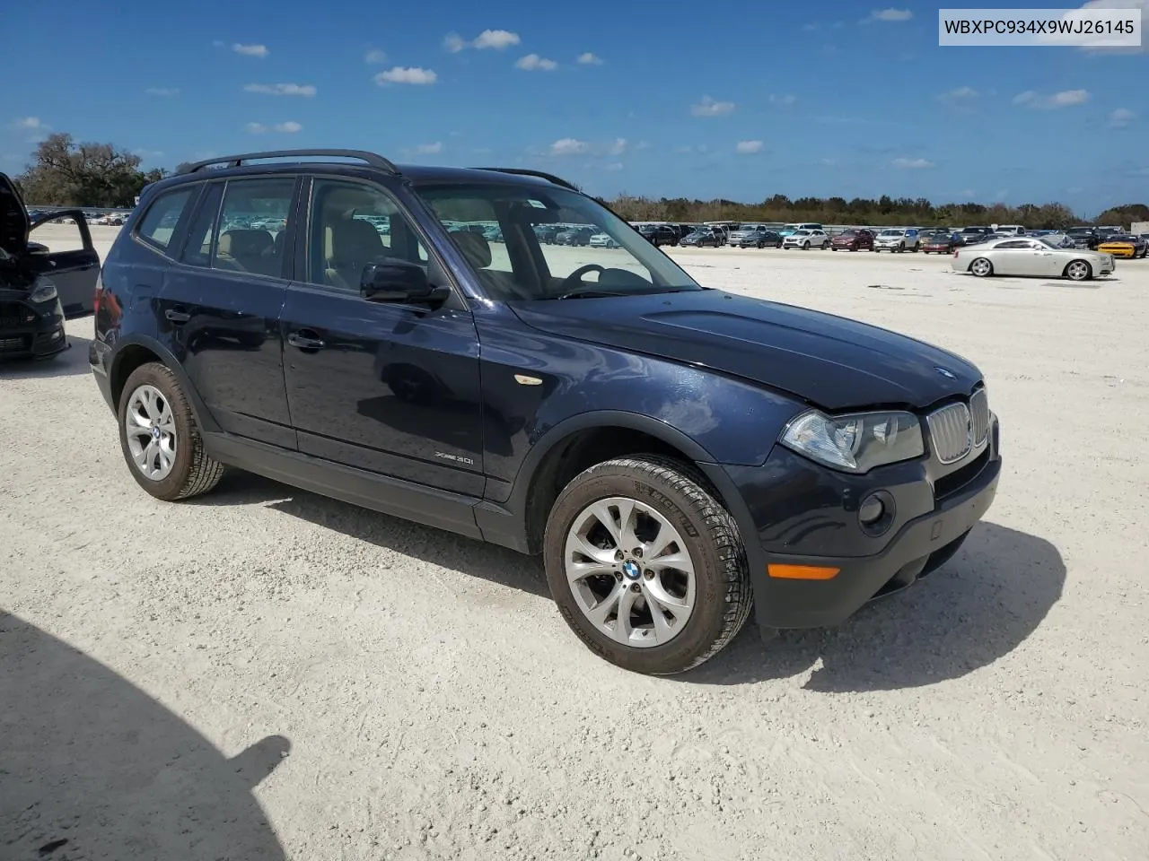 2009 BMW X3 xDrive30I VIN: WBXPC934X9WJ26145 Lot: 77222944