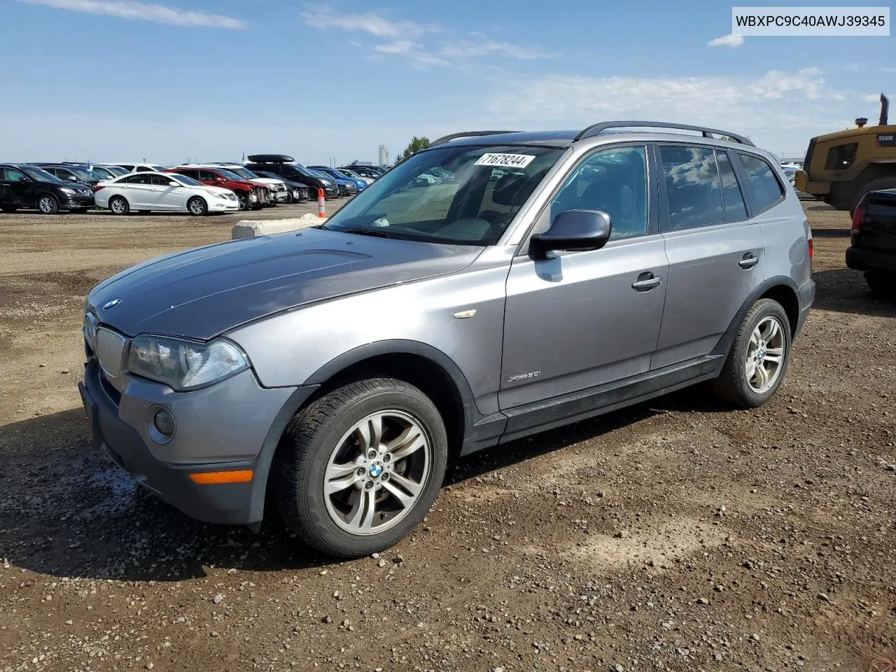 2010 BMW X3 xDrive30I VIN: WBXPC9C40AWJ39345 Lot: 71678244