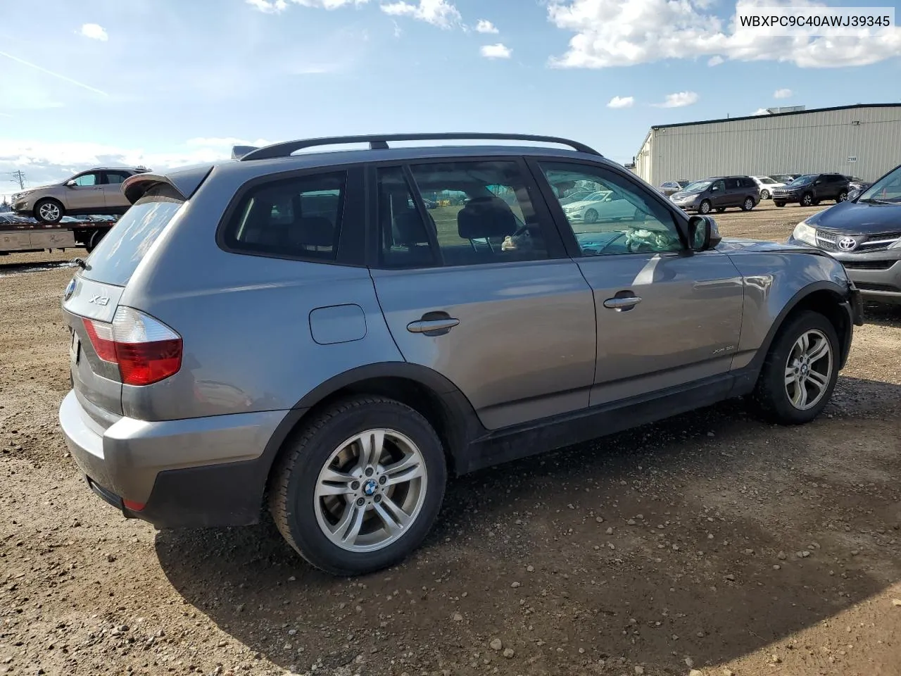 2010 BMW X3 xDrive30I VIN: WBXPC9C40AWJ39345 Lot: 71678244