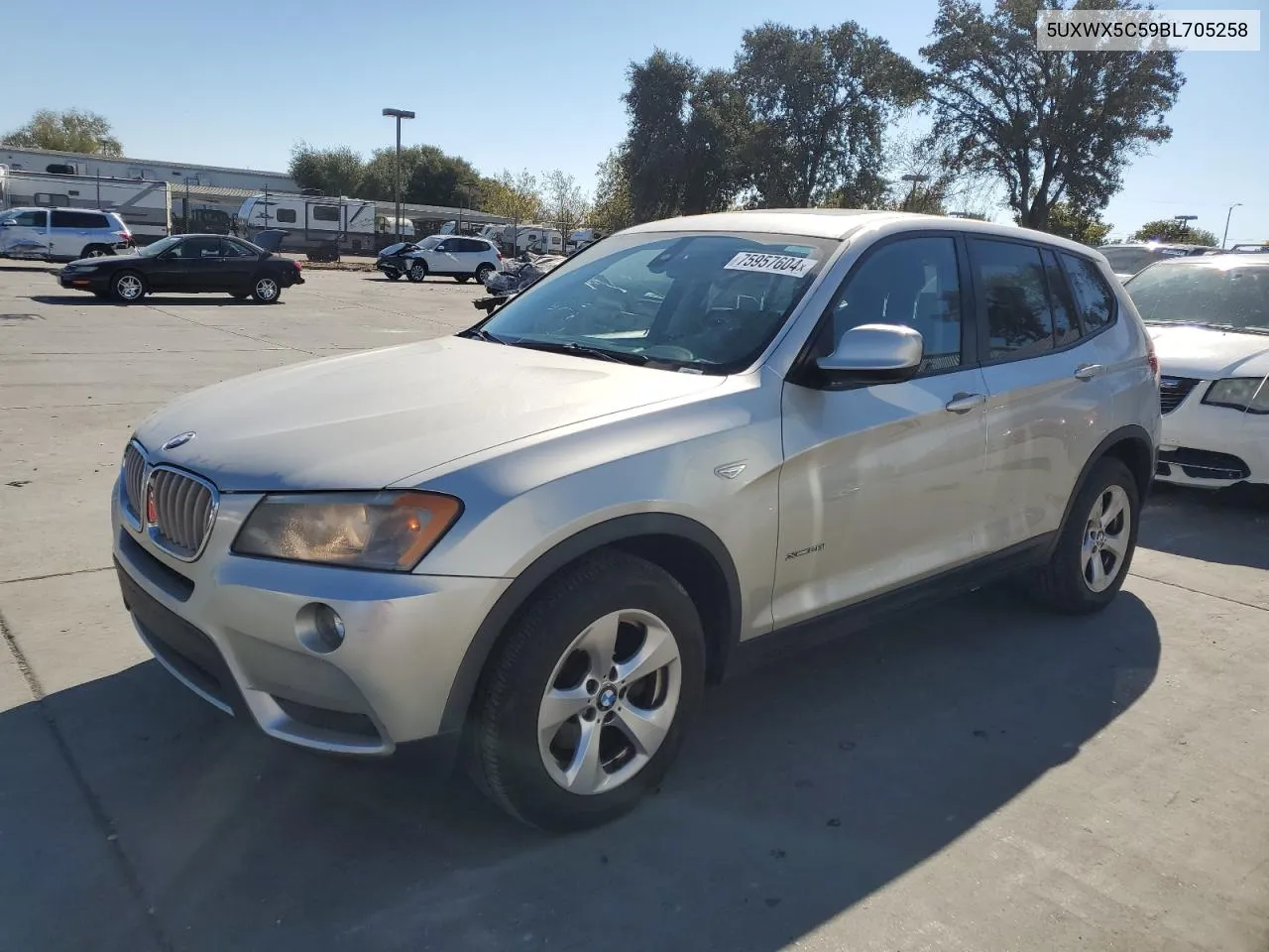 2011 BMW X3 xDrive28I VIN: 5UXWX5C59BL705258 Lot: 75957604