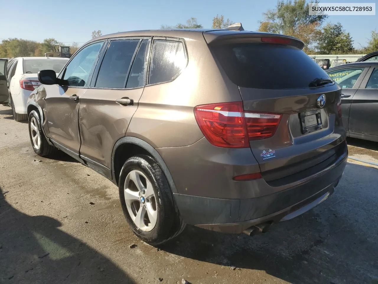 2012 BMW X3 xDrive28I VIN: 5UXWX5C58CL728953 Lot: 76402104