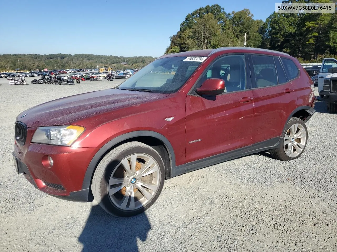 2014 BMW X3 xDrive35I VIN: 5UXWX7C58E0E76415 Lot: 74831794