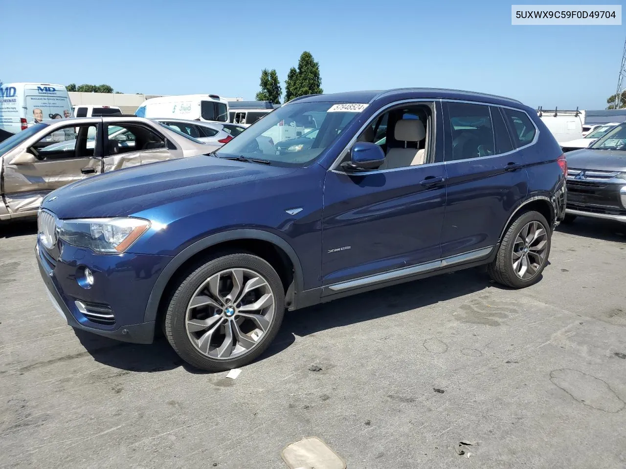 2015 BMW X3 xDrive28I VIN: 5UXWX9C59F0D49704 Lot: 57948524