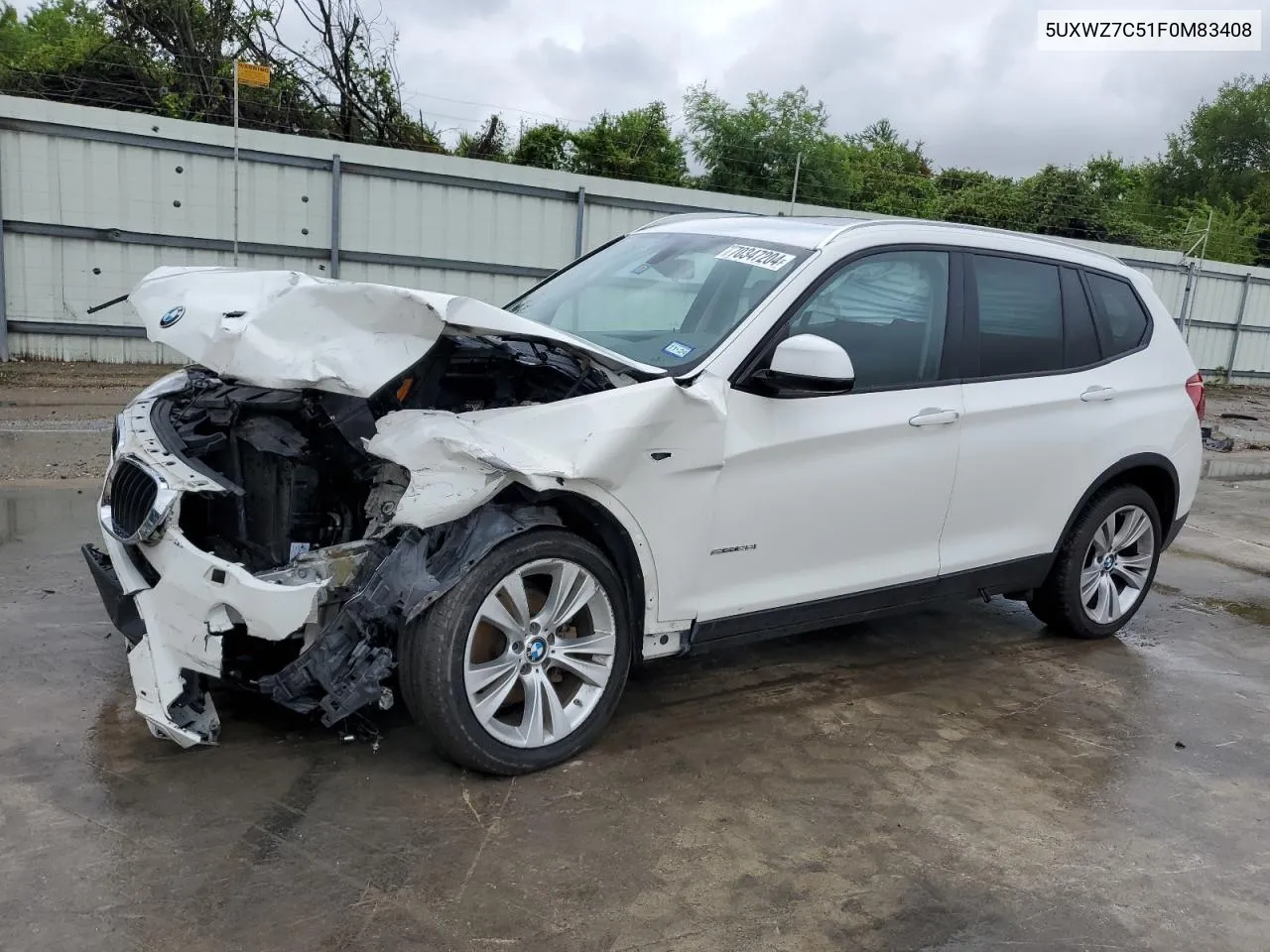 2015 BMW X3 Sdrive28I VIN: 5UXWZ7C51F0M83408 Lot: 70347204