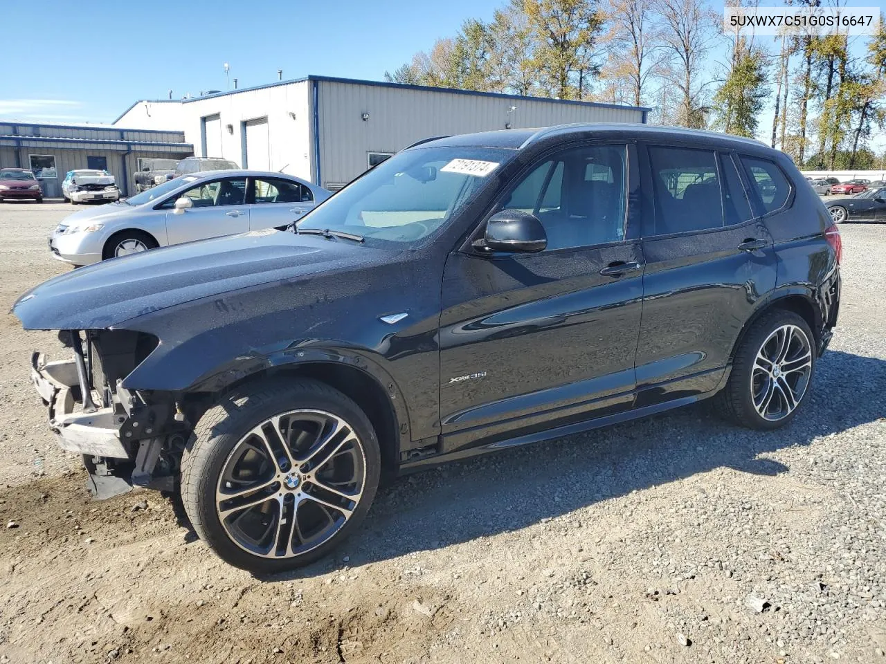 2016 BMW X3 xDrive35I VIN: 5UXWX7C51G0S16647 Lot: 72191374