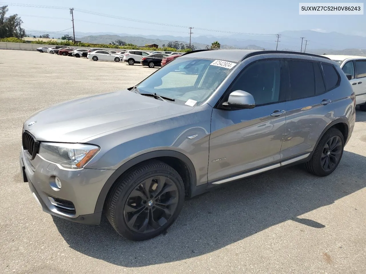 2017 BMW X3 Sdrive28I VIN: 5UXWZ7C52H0V86243 Lot: 57542924