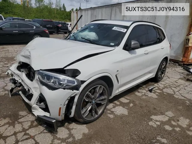 2018 BMW X3 xDrivem40I VIN: 5UXTS3C51J0Y94316 Lot: 56098024