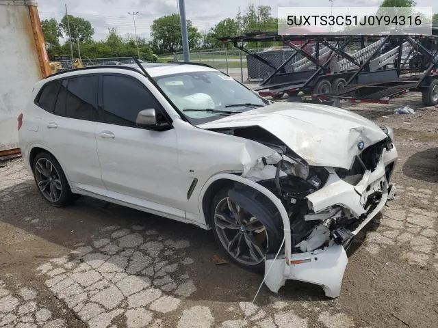 5UXTS3C51J0Y94316 2018 BMW X3 xDrivem40I