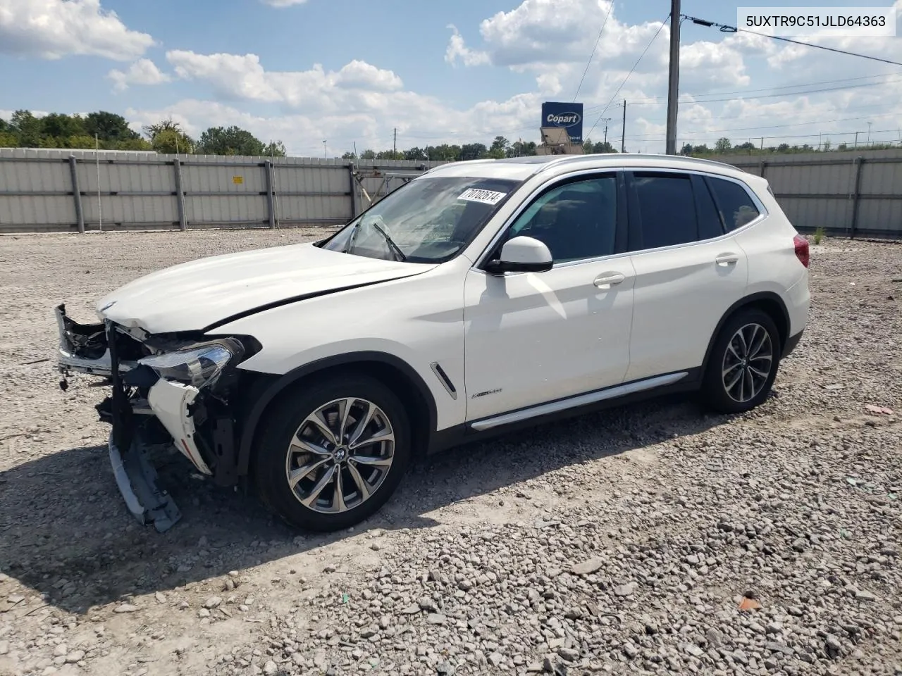 2018 BMW X3 xDrive30I VIN: 5UXTR9C51JLD64363 Lot: 70702614