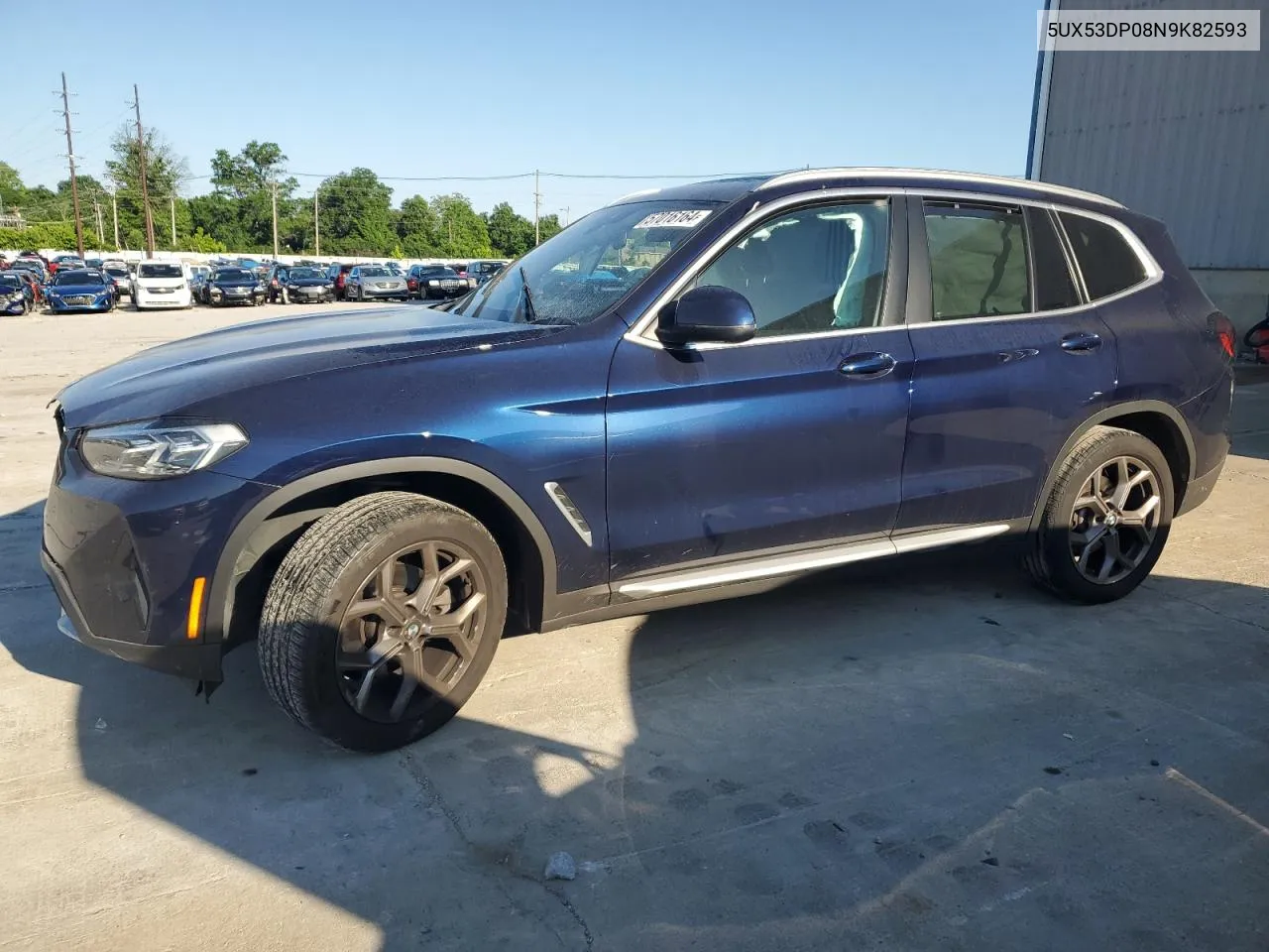 2022 BMW X3 xDrive30I VIN: 5UX53DP08N9K82593 Lot: 57016164